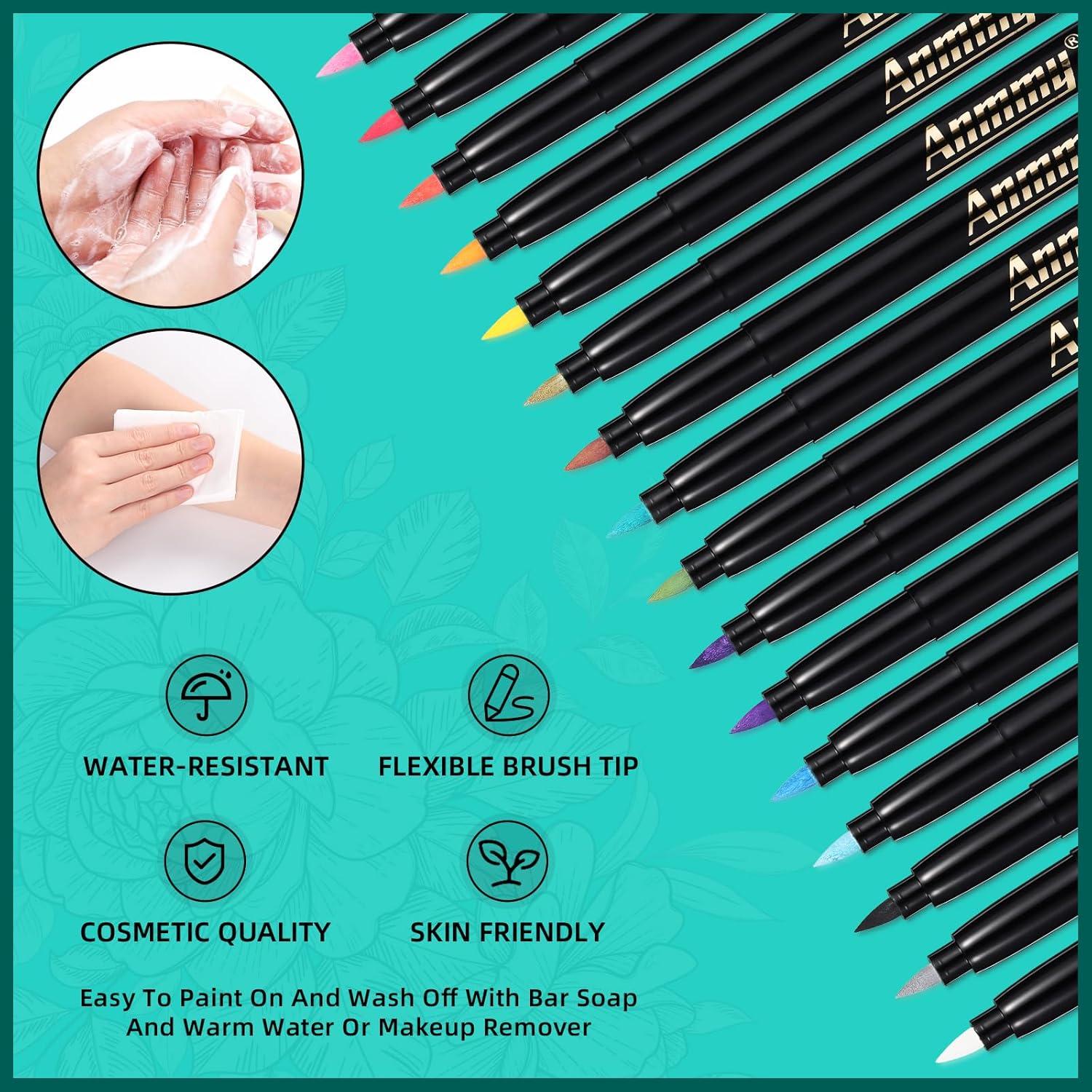 Marcadores de Tatuajes Temporales Anmmy 16 Colores para Piel