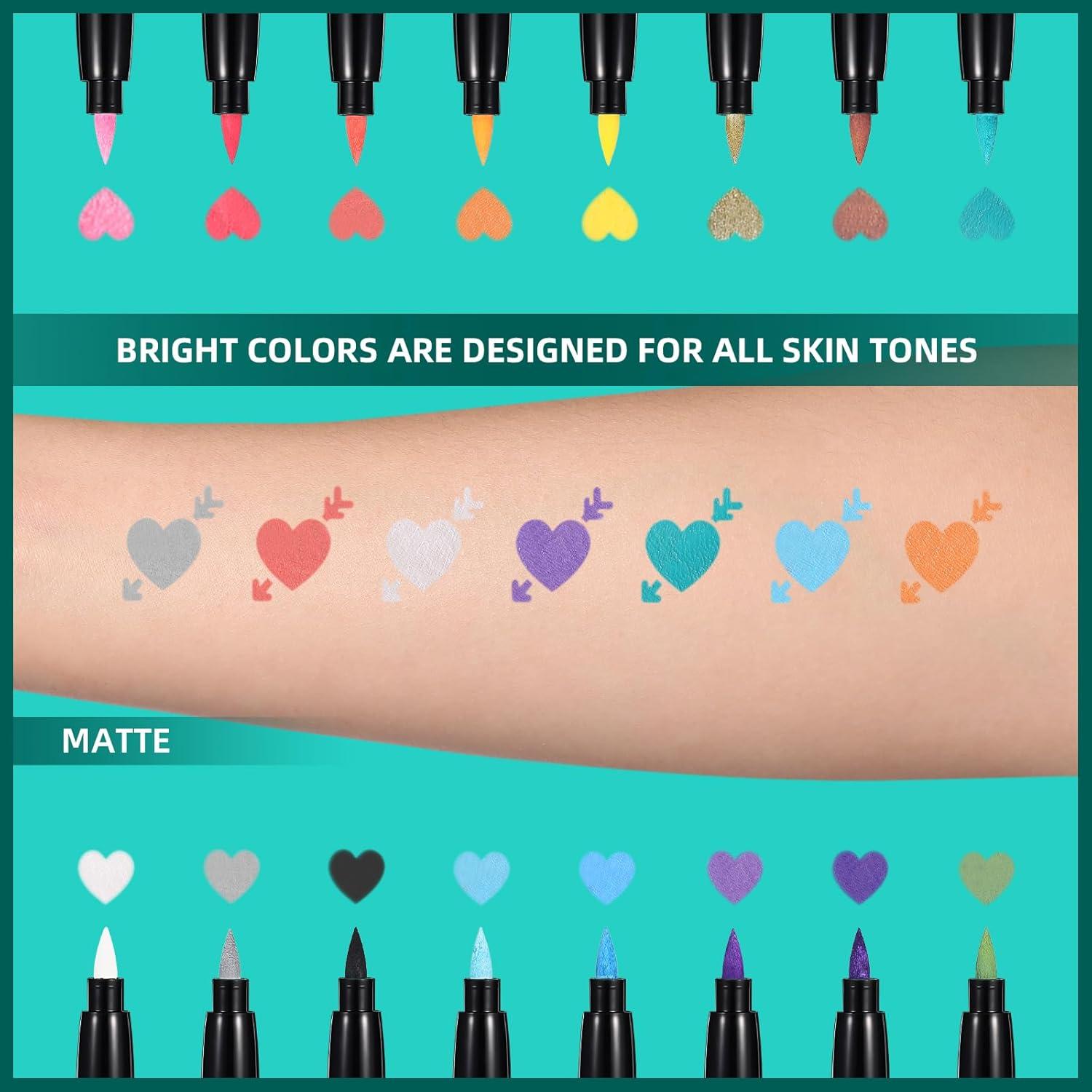 Marcadores de Tatuajes Temporales Anmmy 16 Colores para Piel