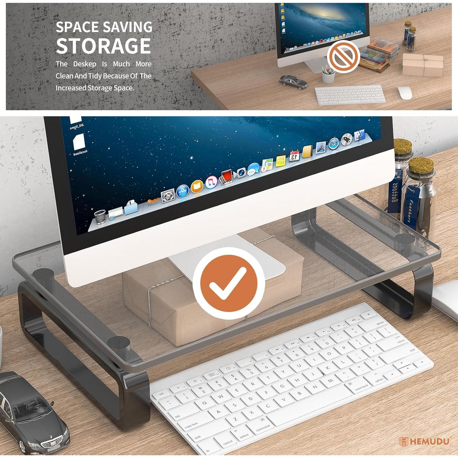 Soporte para Monitor Hemudu HD02B-001U Vidrio Templado Negro