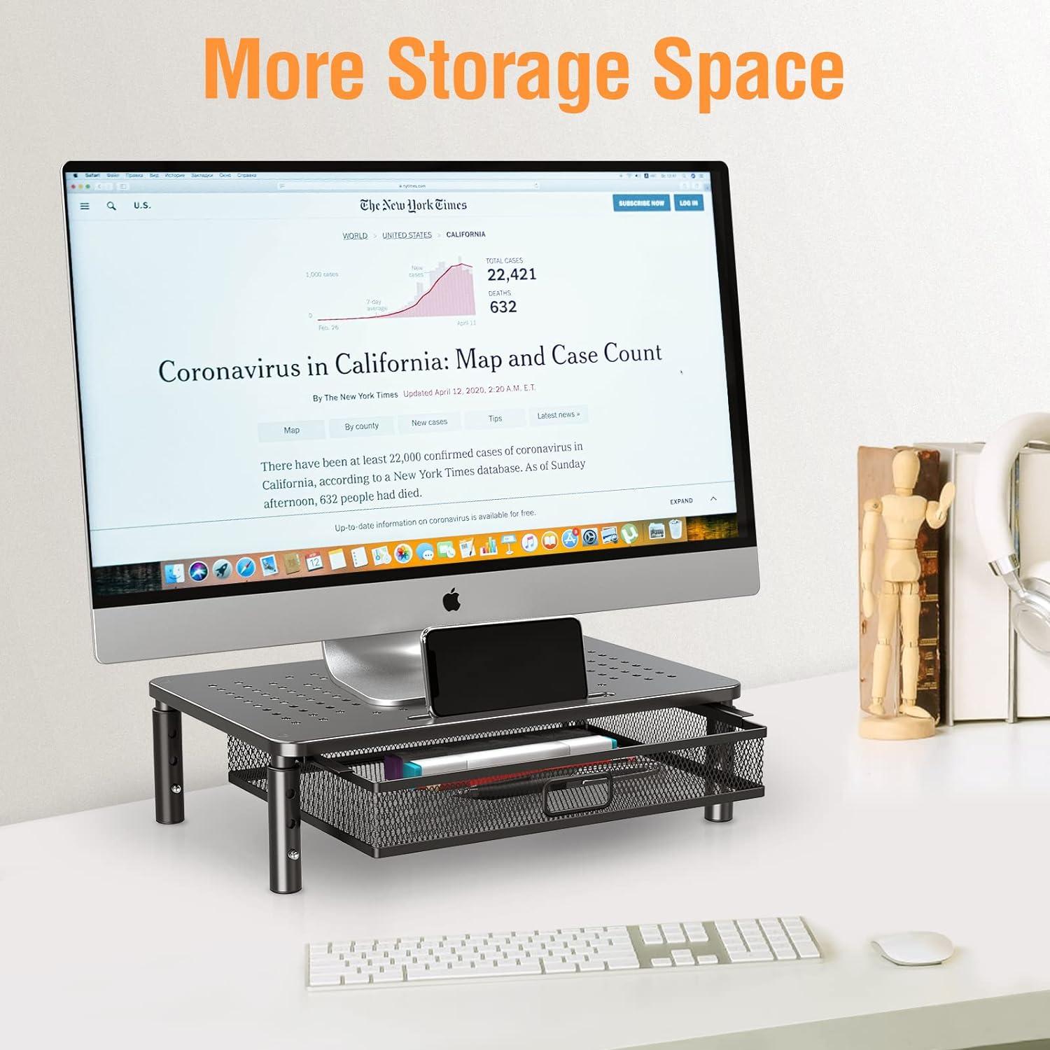 Soporte de Monitor Ajustable Elived con Cajón - Metal 19.96kg