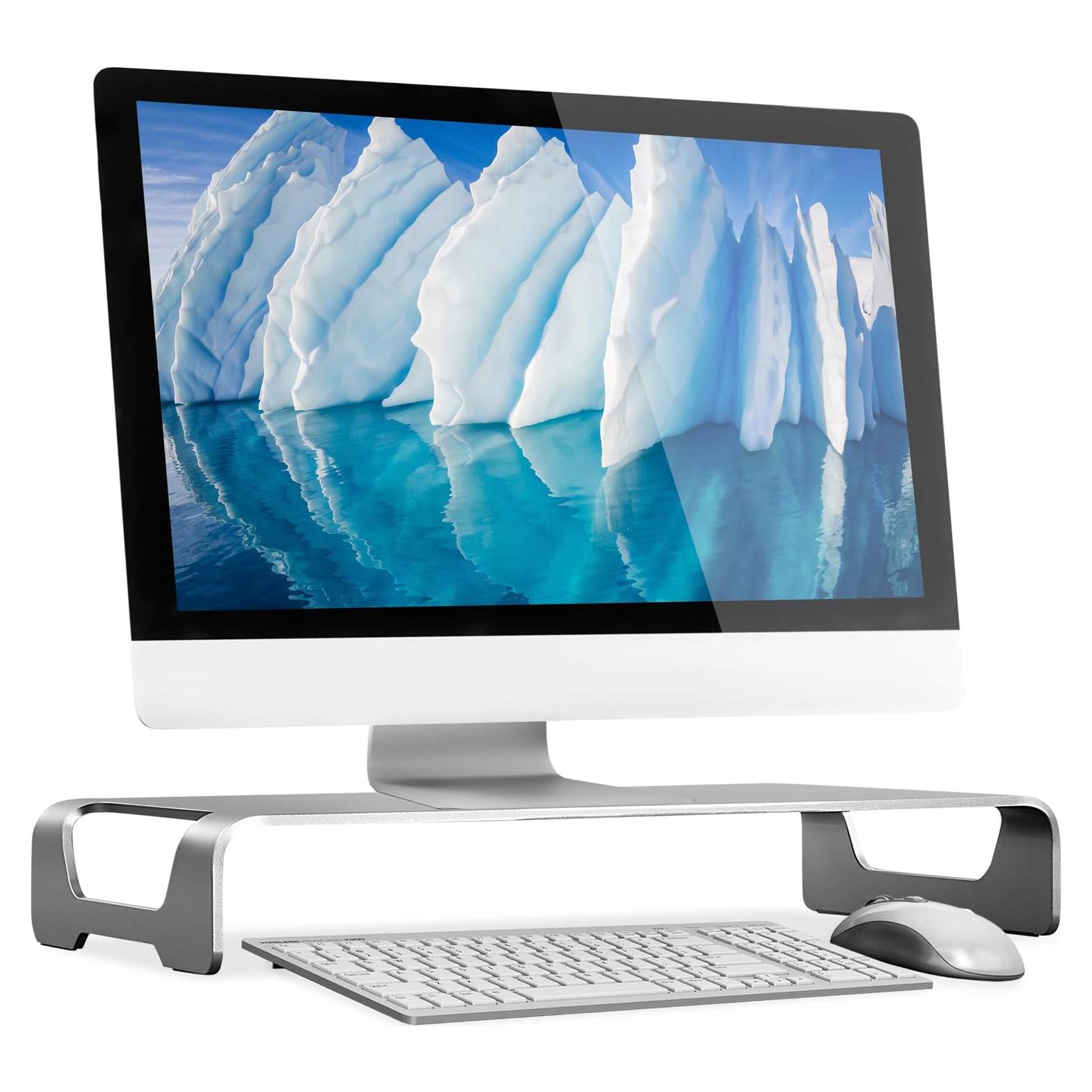 Soporte de Monitor Ergonómico Mount-It! de Aluminio - Elevador Universal para iMac y PC
