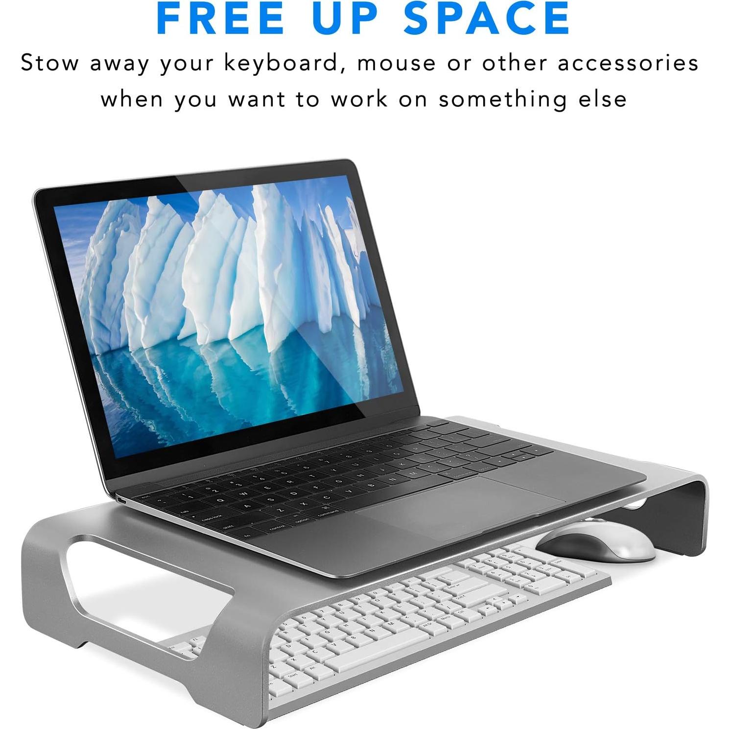 Soporte de Monitor Ergonómico Mount-It! de Aluminio - Elevador Universal para iMac y PC