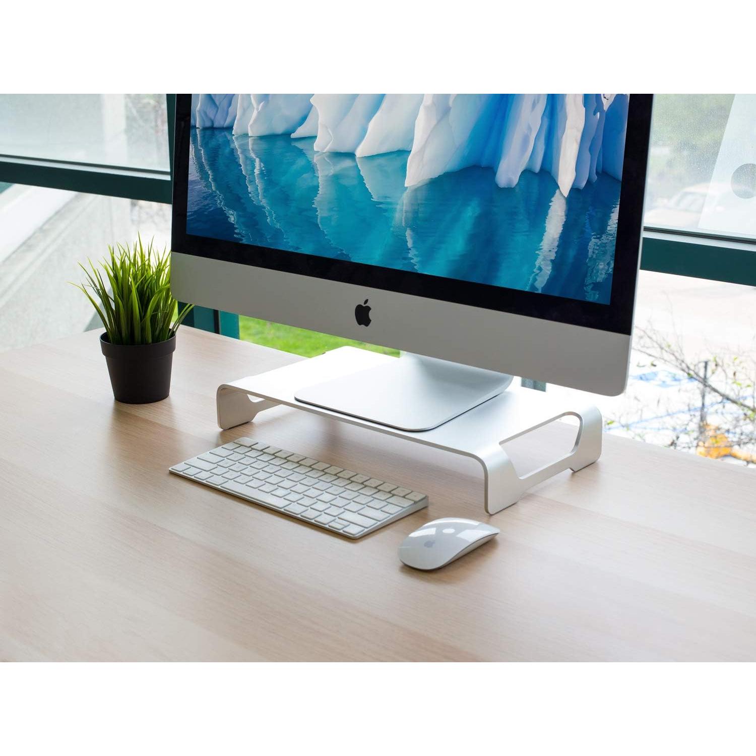 Soporte de Monitor Ergonómico Mount-It! de Aluminio - Elevador Universal para iMac y PC
