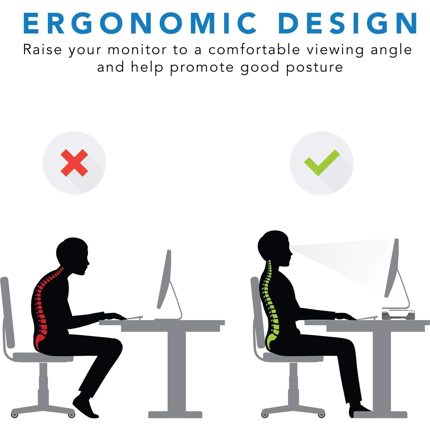 Soporte de Monitor Ergonómico Mount-It! de Aluminio - Elevador Universal para iMac y PC