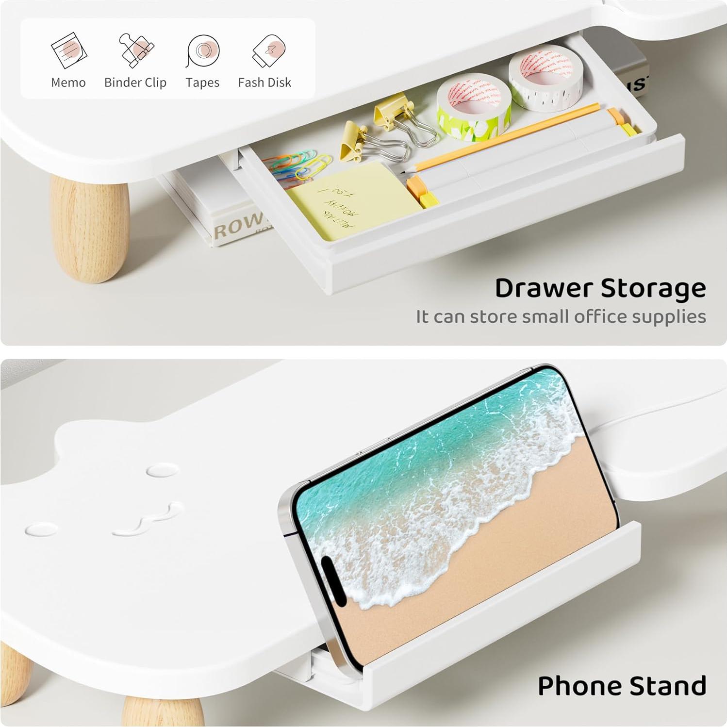 Soporte para Monitor AFOOYO Gato Blanco Ergonómico 42x21 cm