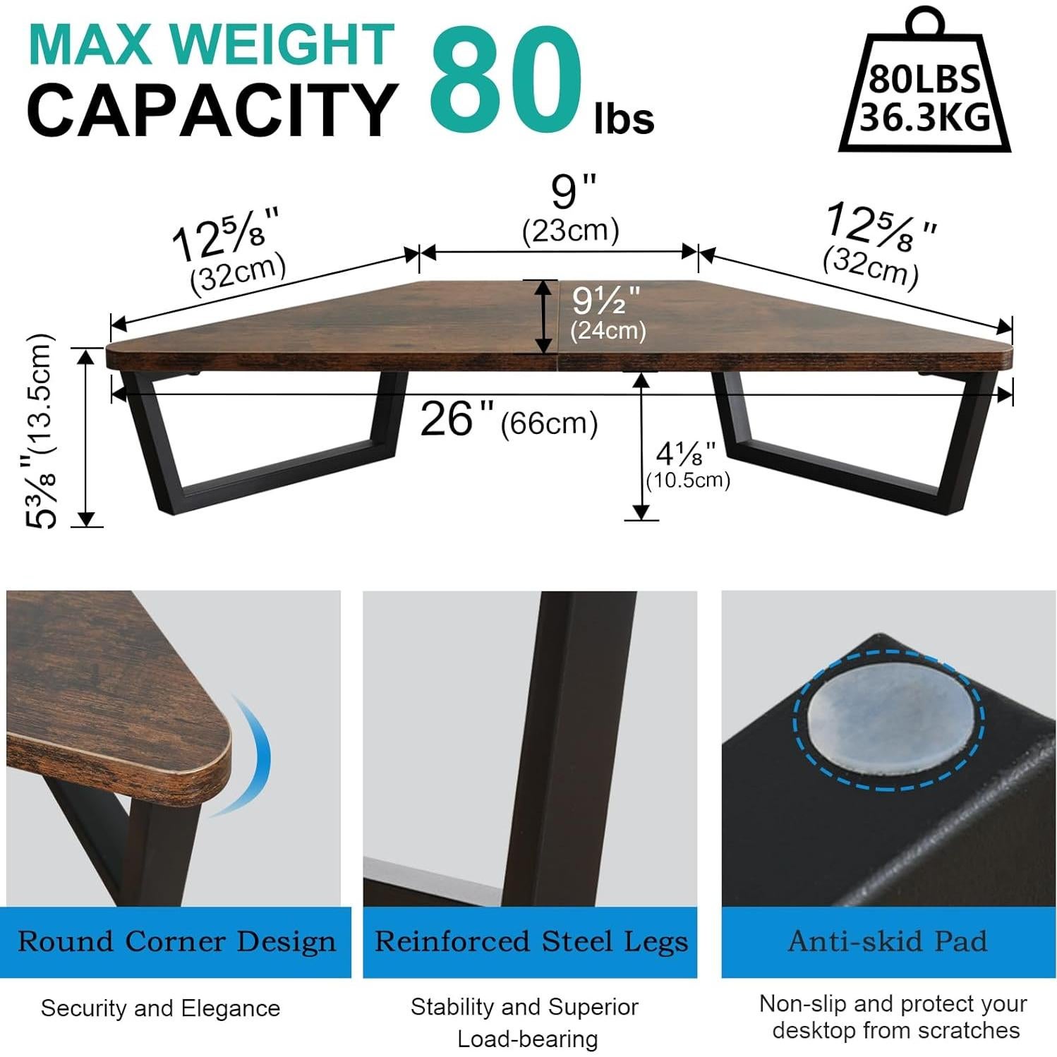 Soporte de Monitor Triangular TEAMIX 66x32 cm Madera Metal