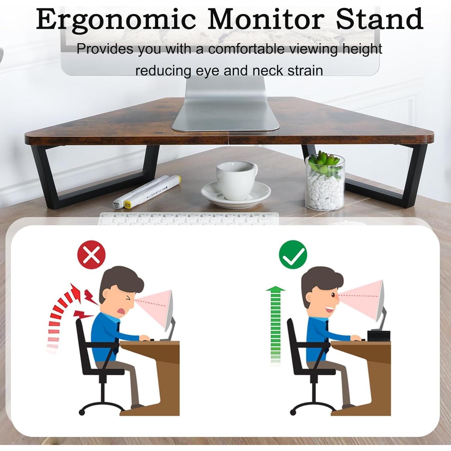 Soporte de Monitor Triangular TEAMIX 66x32 cm Madera Metal