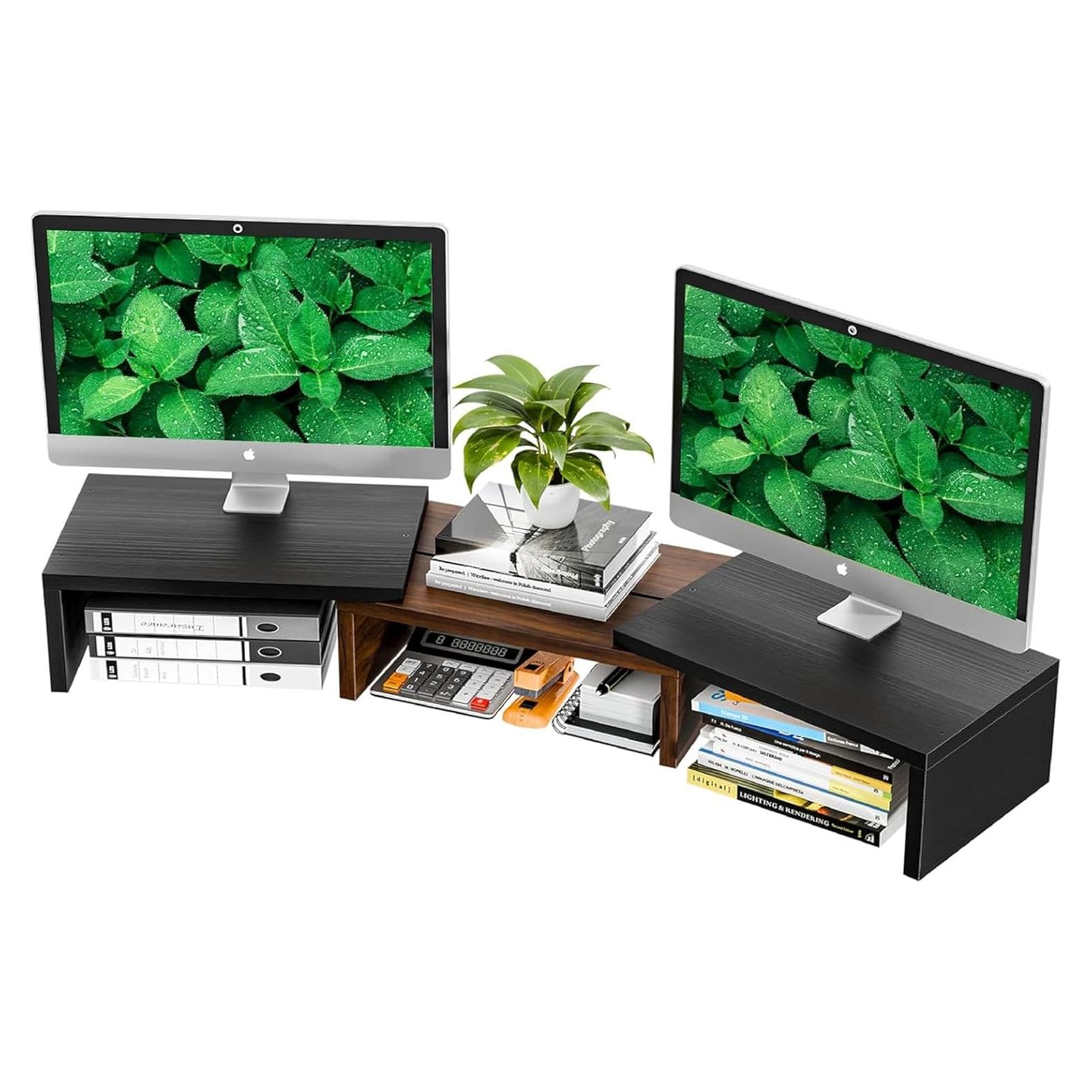 Soporte Elevador de Monitor Simple Trending 3 Estantes Ajustable Negro