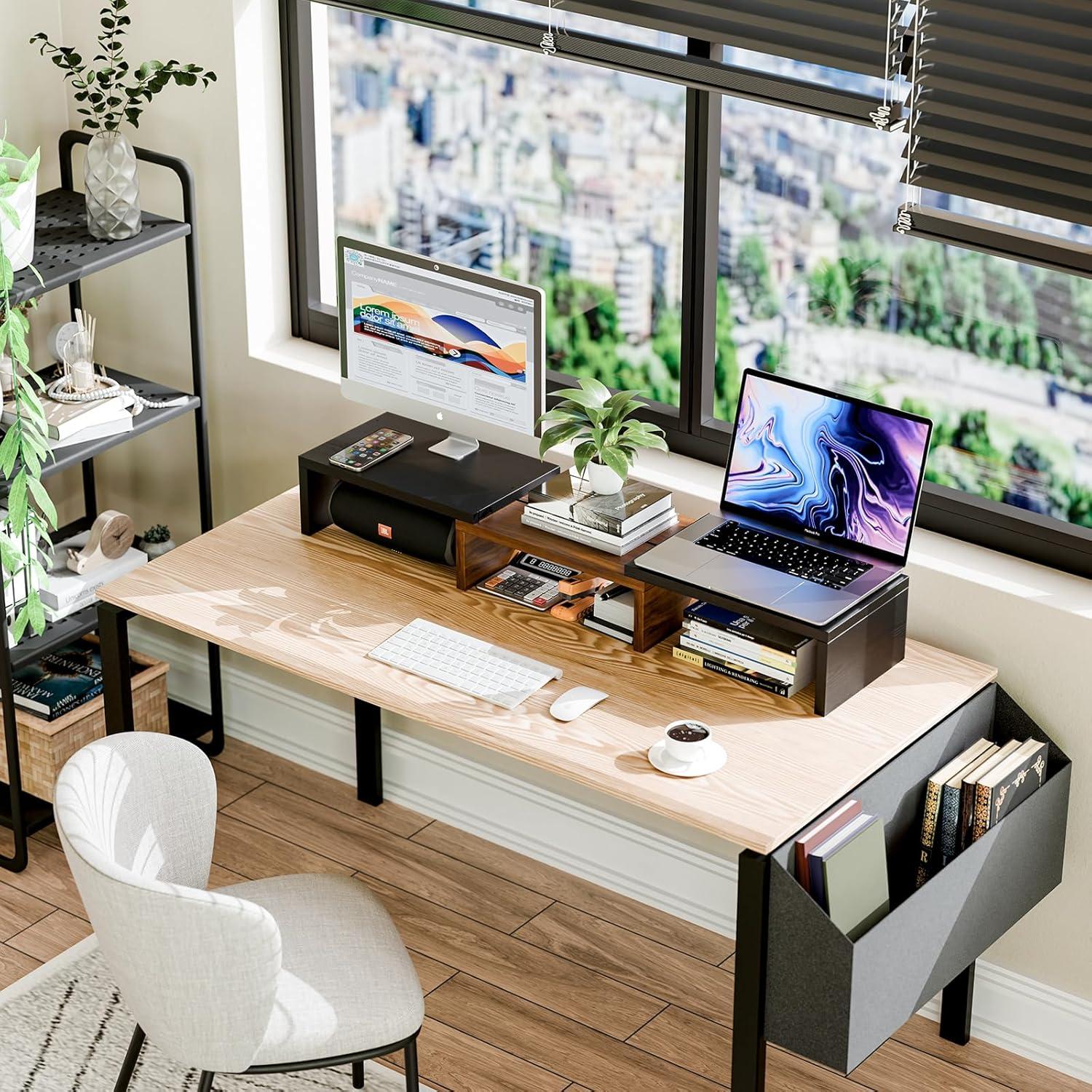 Soporte Elevador de Monitor Simple Trending 3 Estantes Ajustable Negro