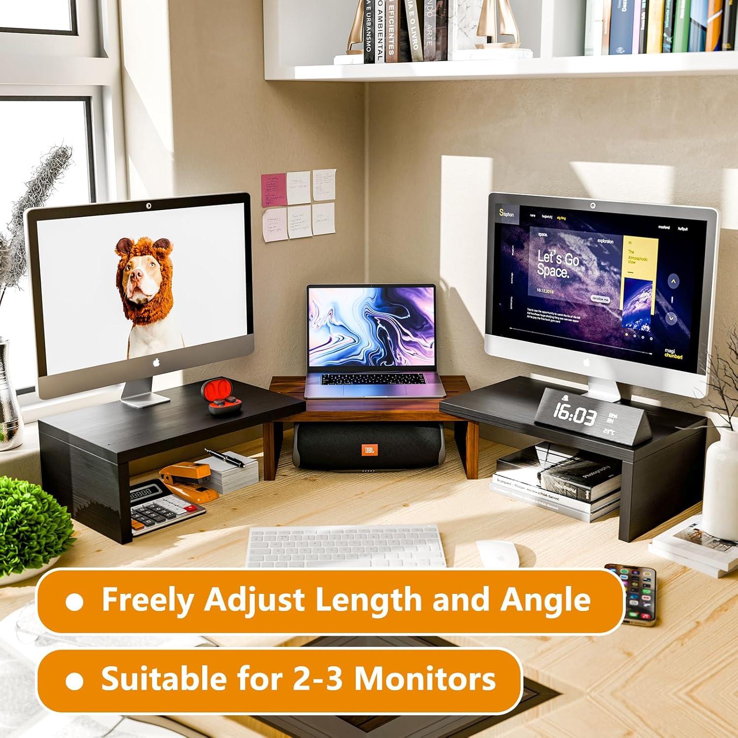 Soporte Elevador de Monitor Simple Trending 3 Estantes Ajustable Negro