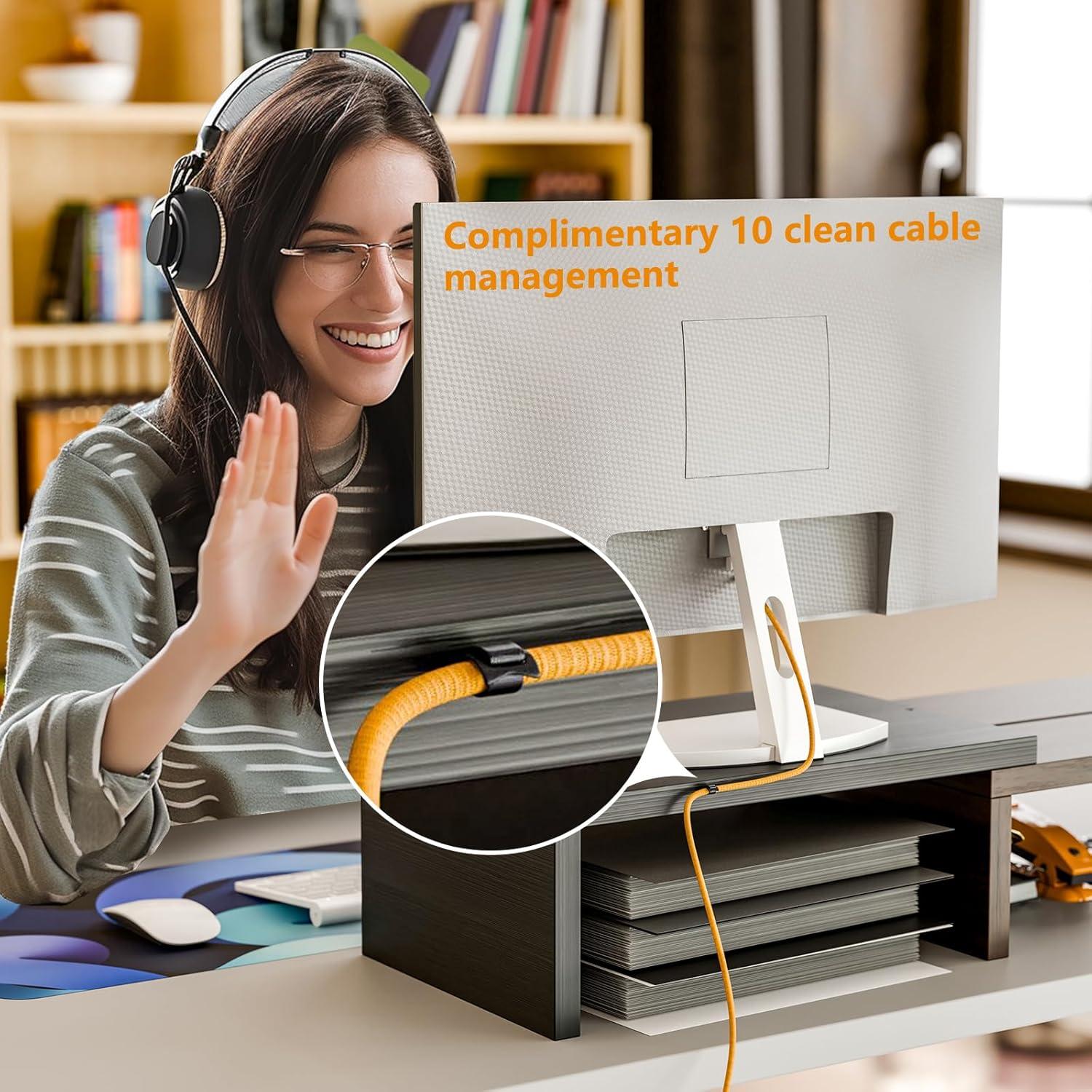 Soporte Elevador de Monitor Simple Trending 3 Estantes Ajustable Negro