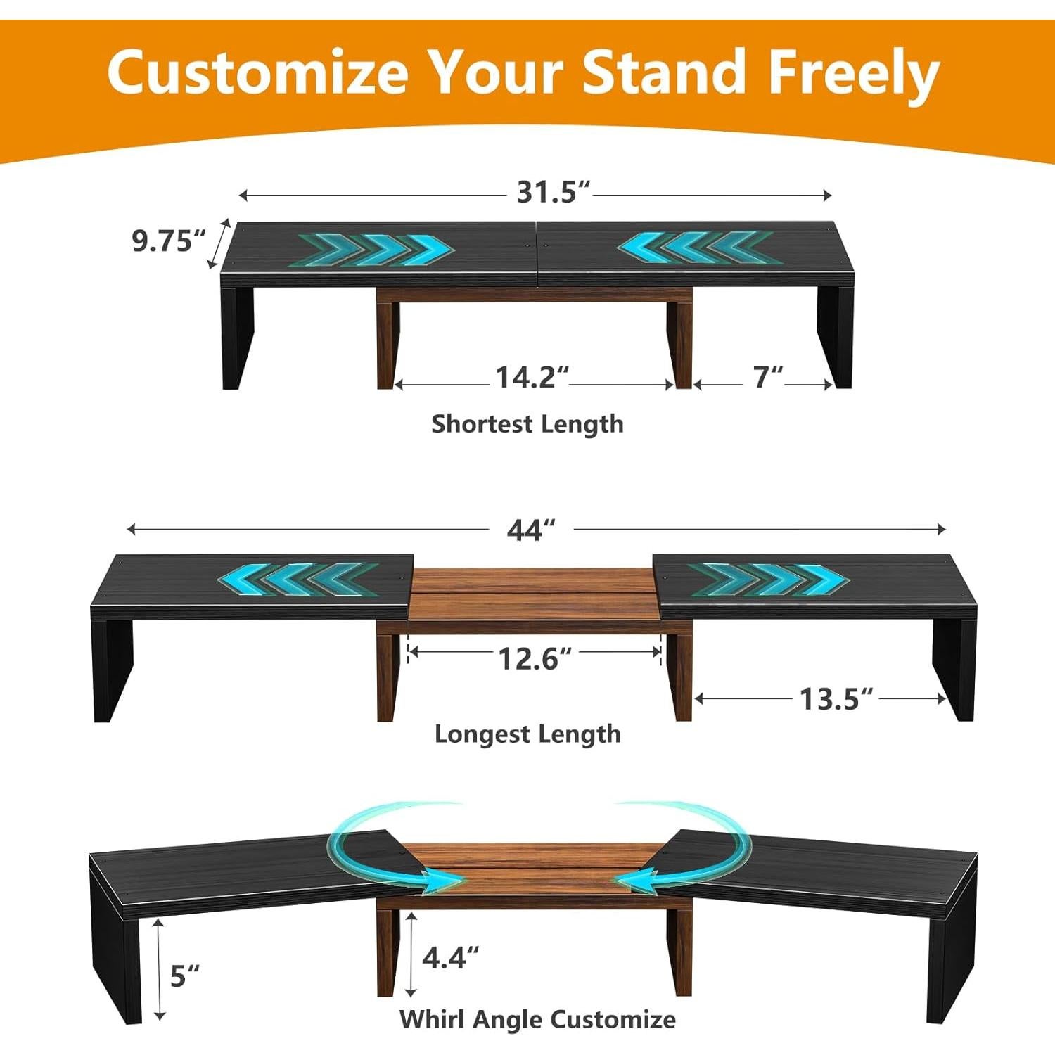 Soporte Elevador de Monitor Simple Trending 3 Estantes Ajustable Negro