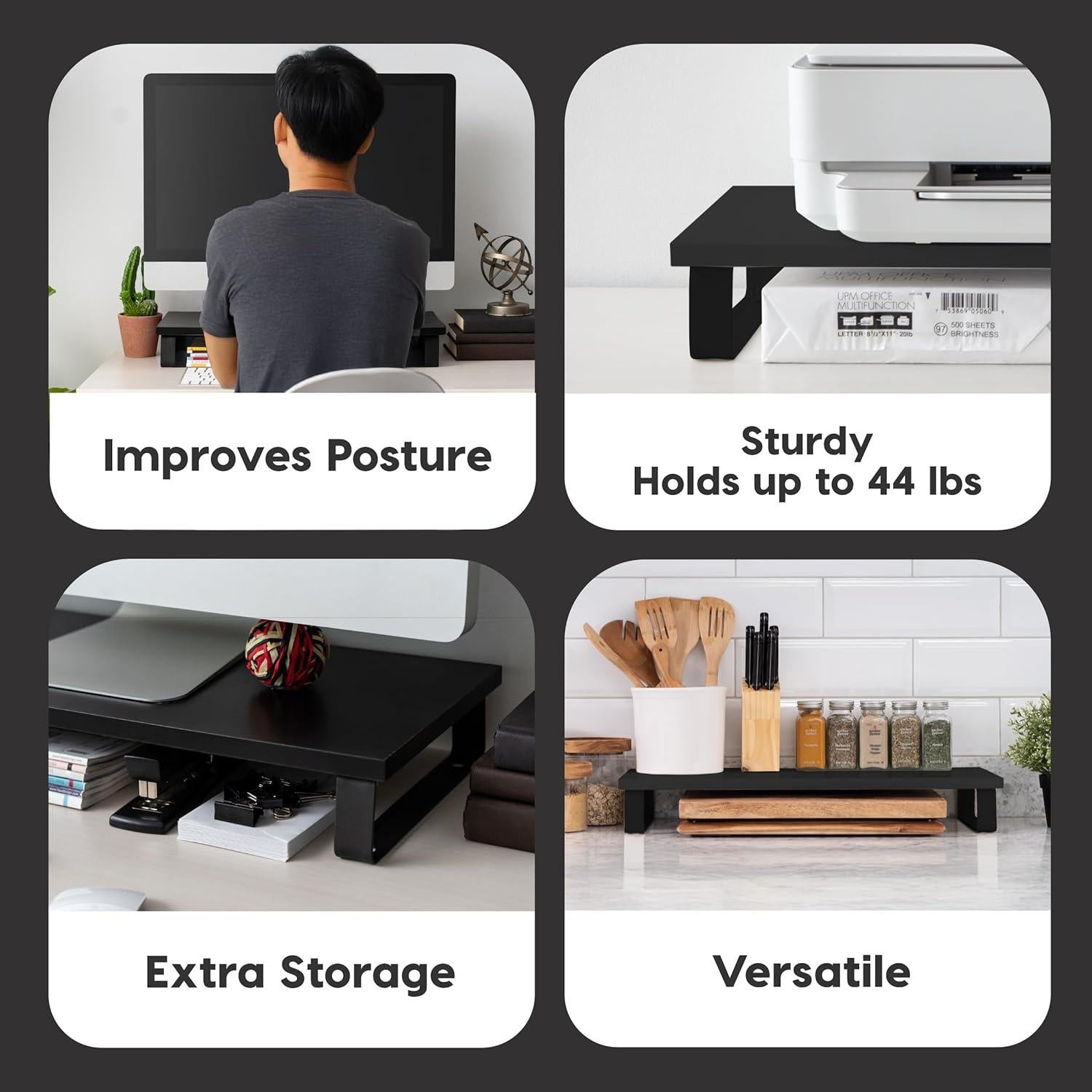 Soporte Organizador de Monitor IRIS USA Negro 59x25 cm