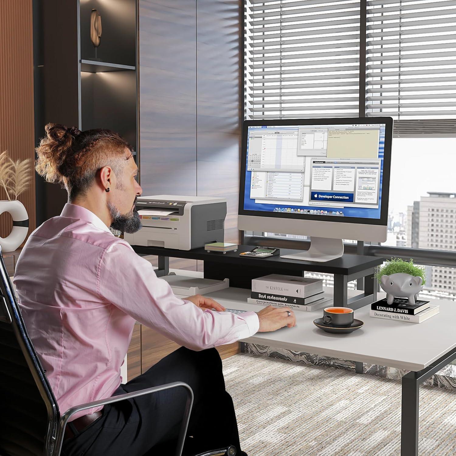 Soporte Doble para Monitores WESTREE, Madera y Acero, 91cm