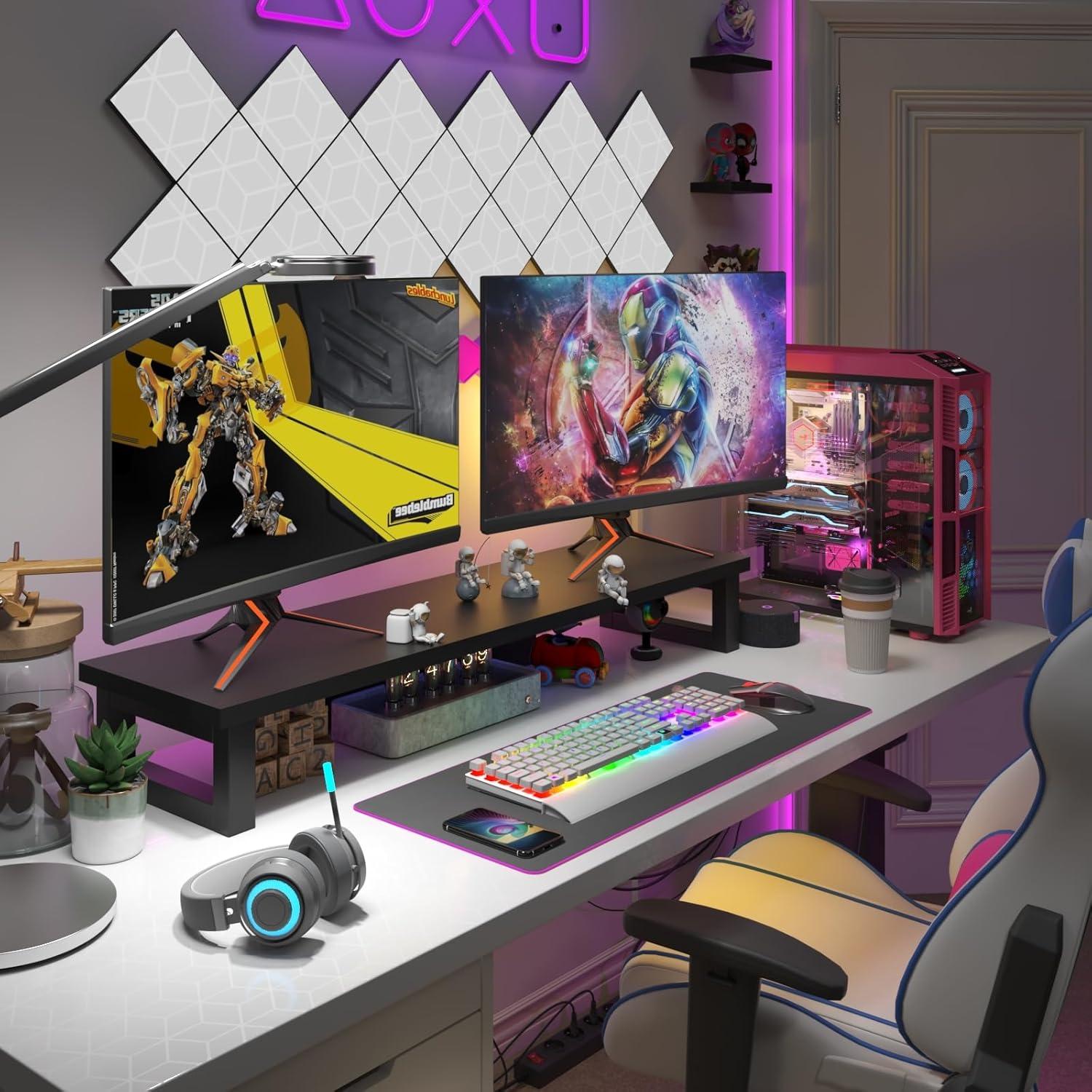 Soporte Doble para Monitores WESTREE, Madera y Acero, 91cm