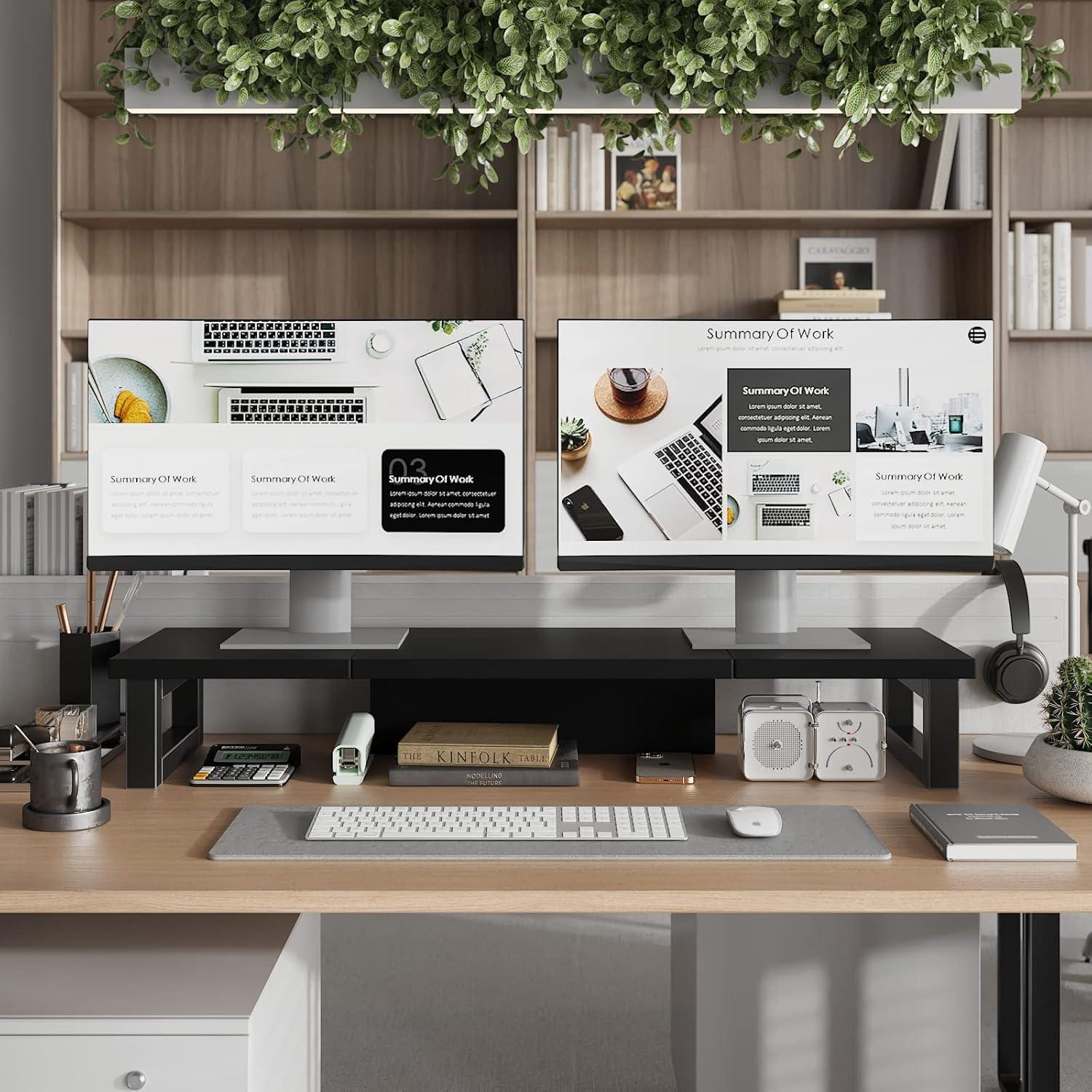 Soporte Doble para Monitores WESTREE, Madera y Acero, 91cm