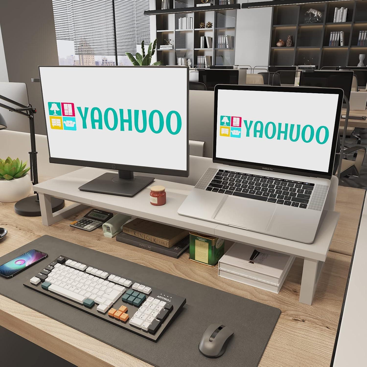 Soporte Doble para Monitor YAOHUOO 98 cm Blanco Ergonómico