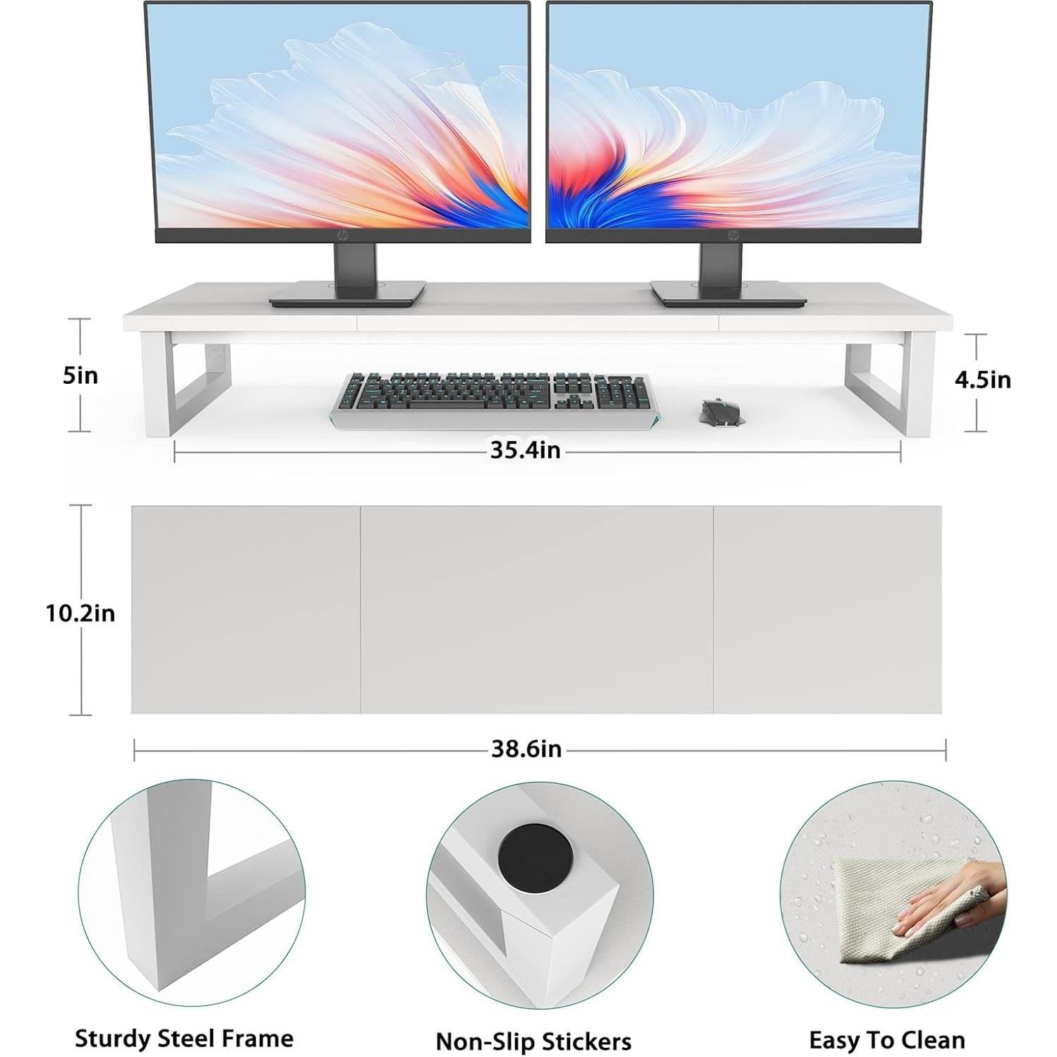 Soporte Doble para Monitor YAOHUOO 98 cm Blanco Ergonómico