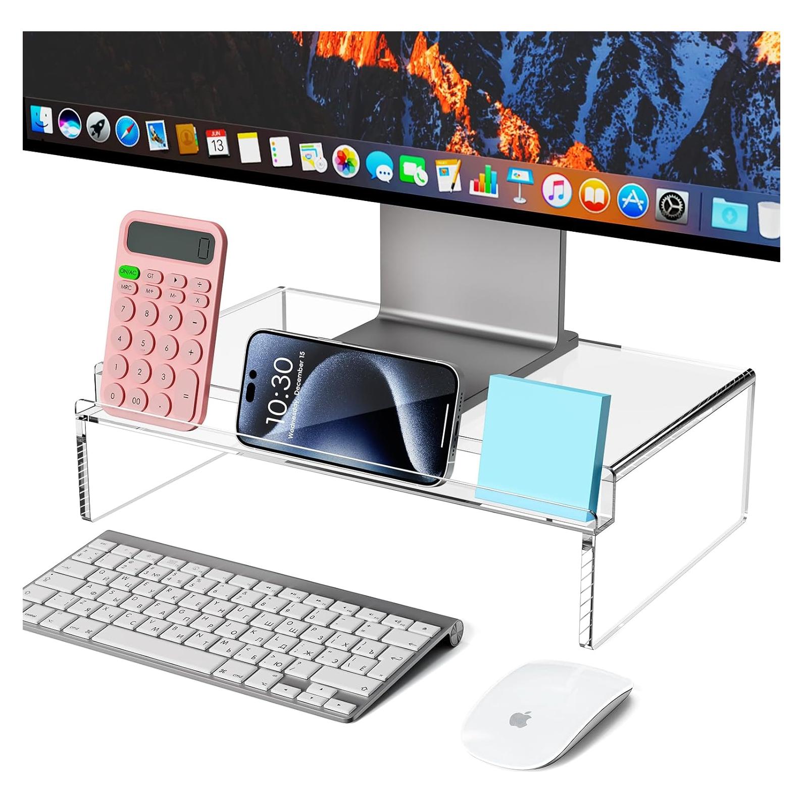 Soporte Elevador de Monitor Acrílico Crpich con Ranura para Teclado