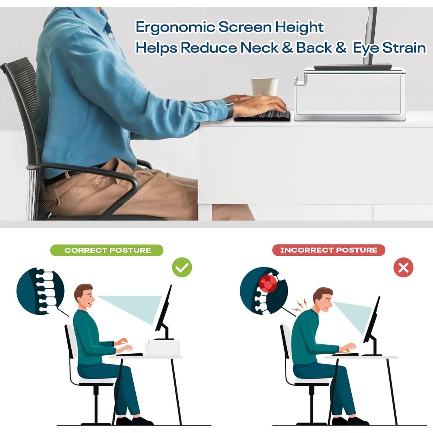 Soporte Elevador de Monitor Acrílico Crpich con Ranura para Teclado