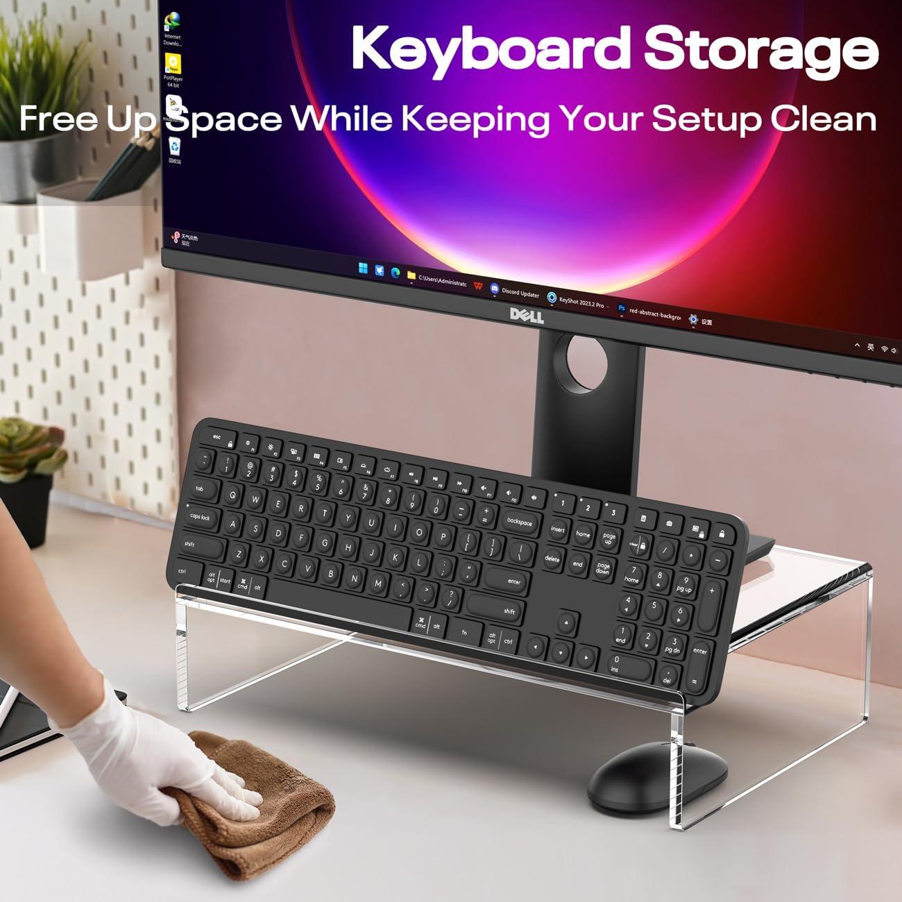 Soporte Elevador de Monitor Acrílico Crpich con Ranura para Teclado