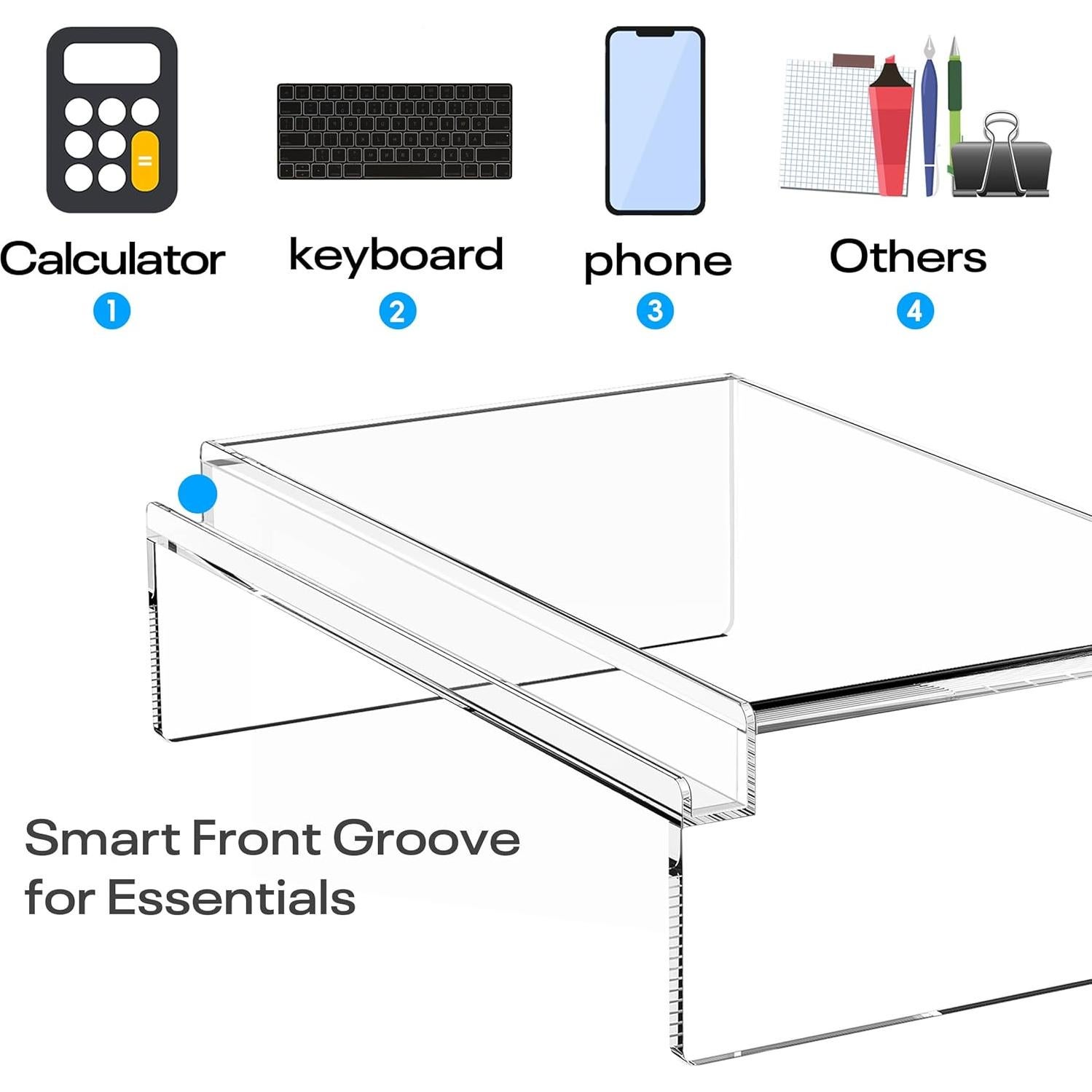 Soporte Elevador de Monitor Acrílico Crpich con Ranura para Teclado