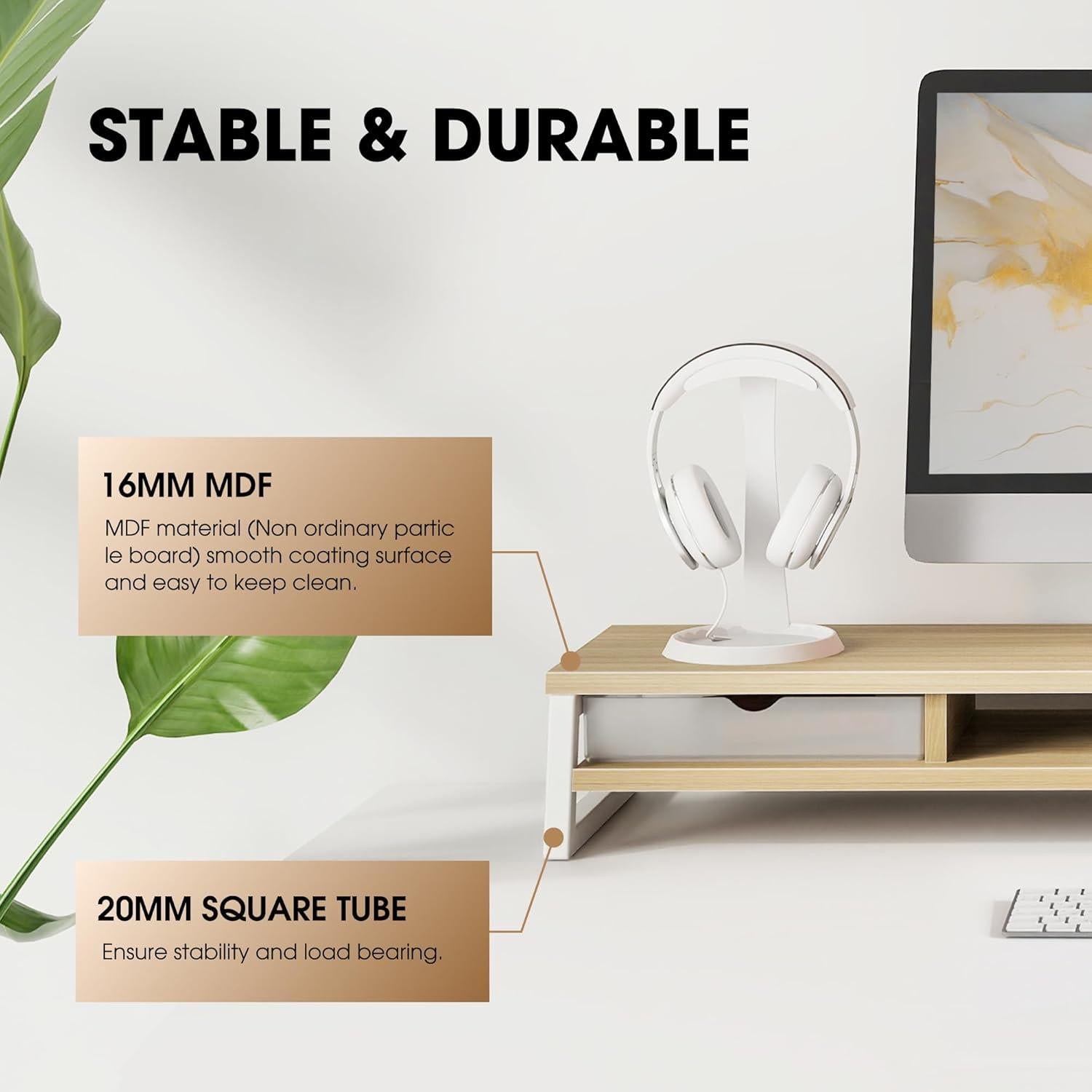 Soporte Doble para Monitor Fenge 108 cm con Cajón y Estante