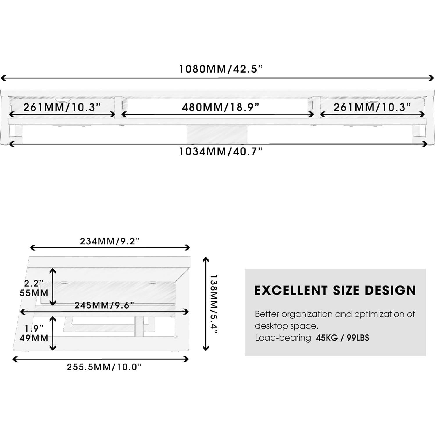 Soporte Doble para Monitor Fenge 108 cm con Cajón y Estante