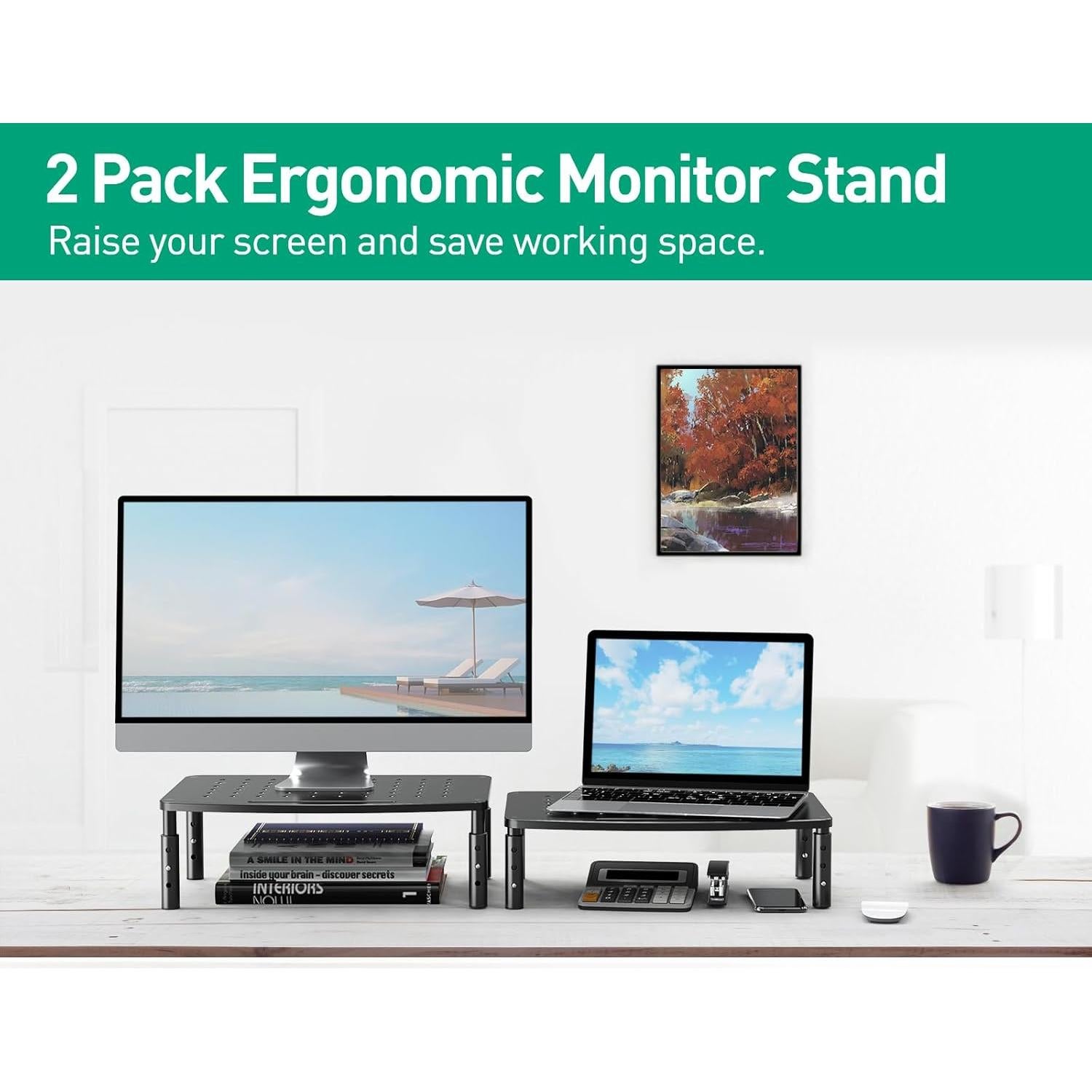 Soporte para Monitores Zimilar - 2 Paquetes, Altura Ajustable