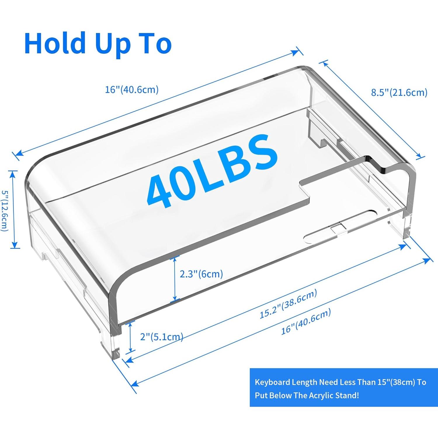 Soporte de Monitor Acrílico Beimu 2 Niveles con Organizador
