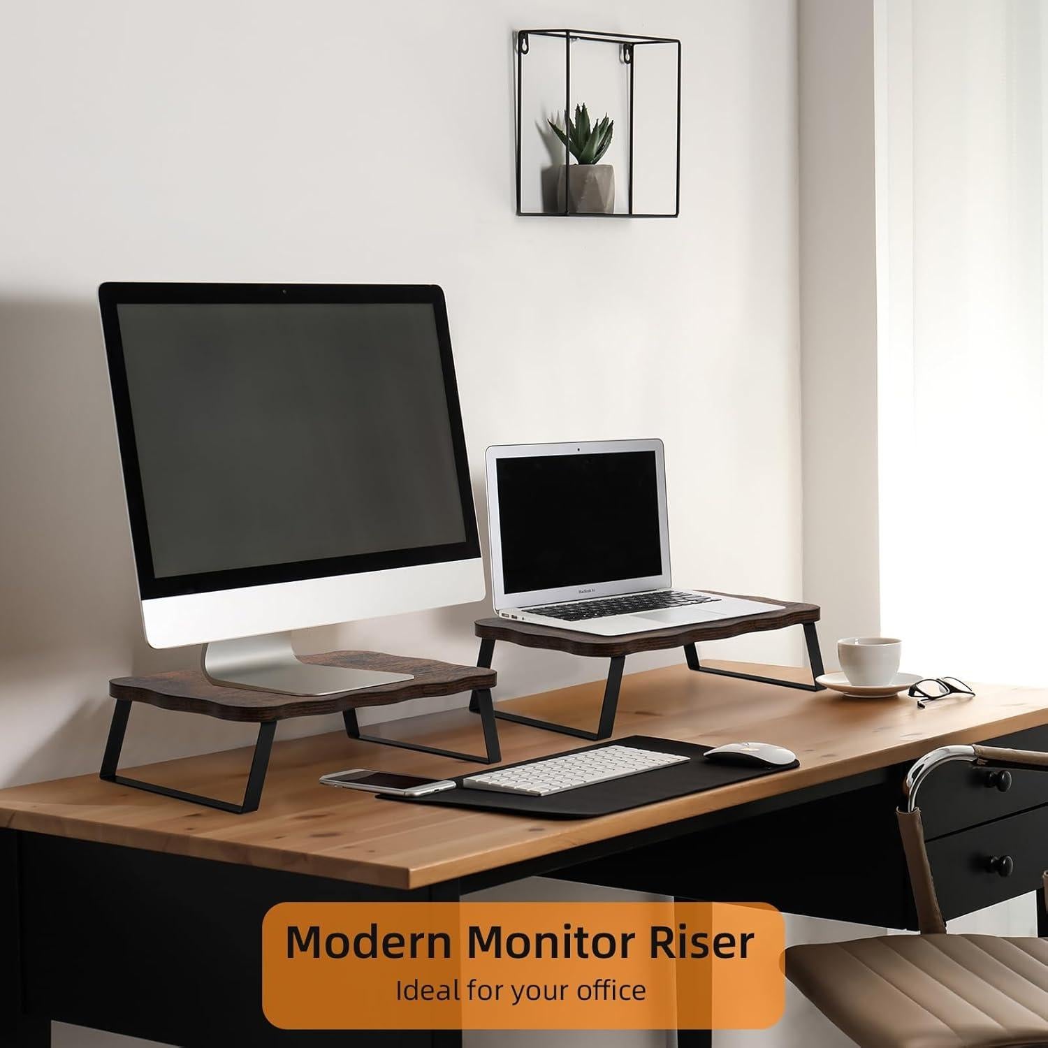 Soporte Elevador para Monitor ZORVIDSON 40x24x10 cm Madera Acero