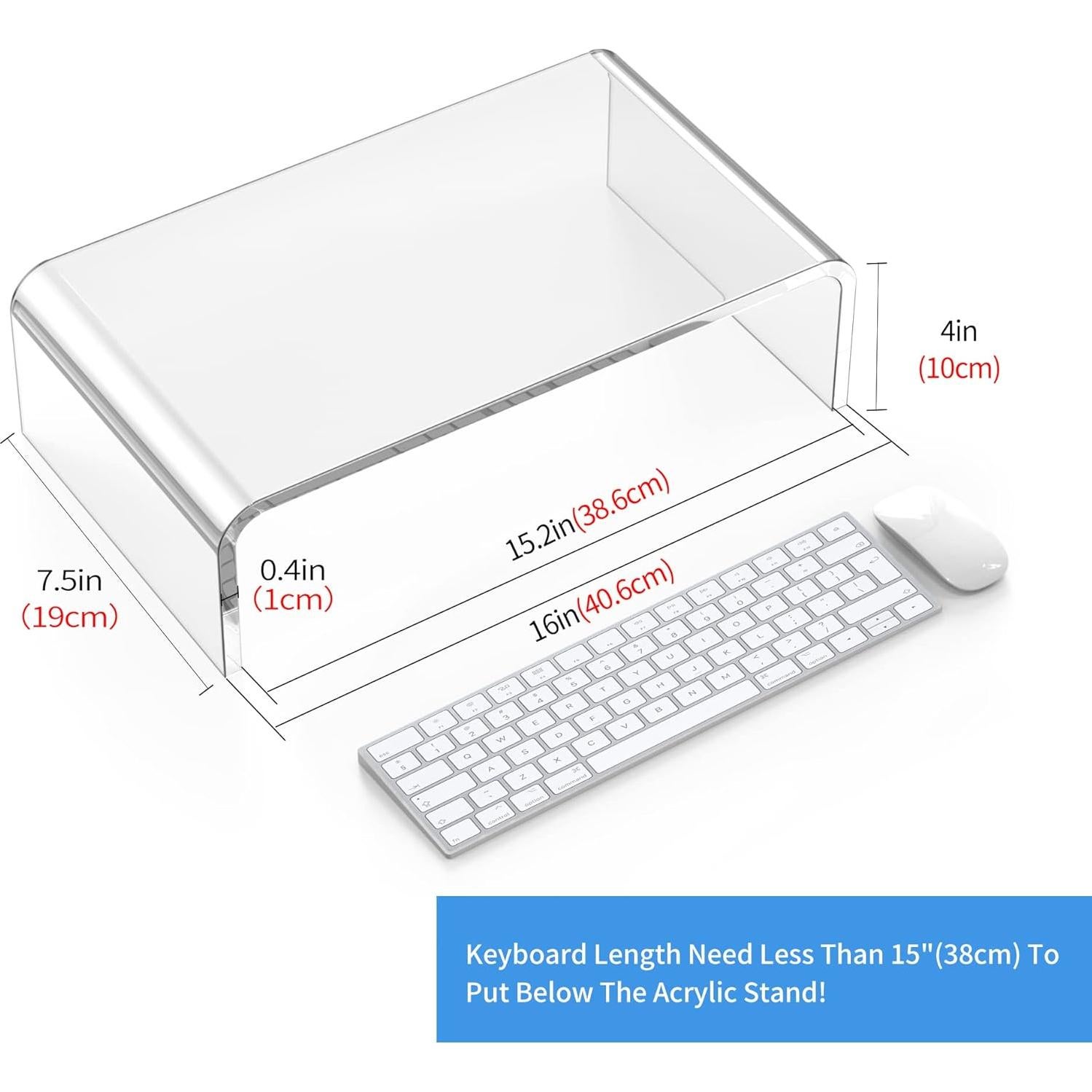 Soporte de Monitor Acrílico Beimu 40.64x19.05x10.16 cm 1 Nivel