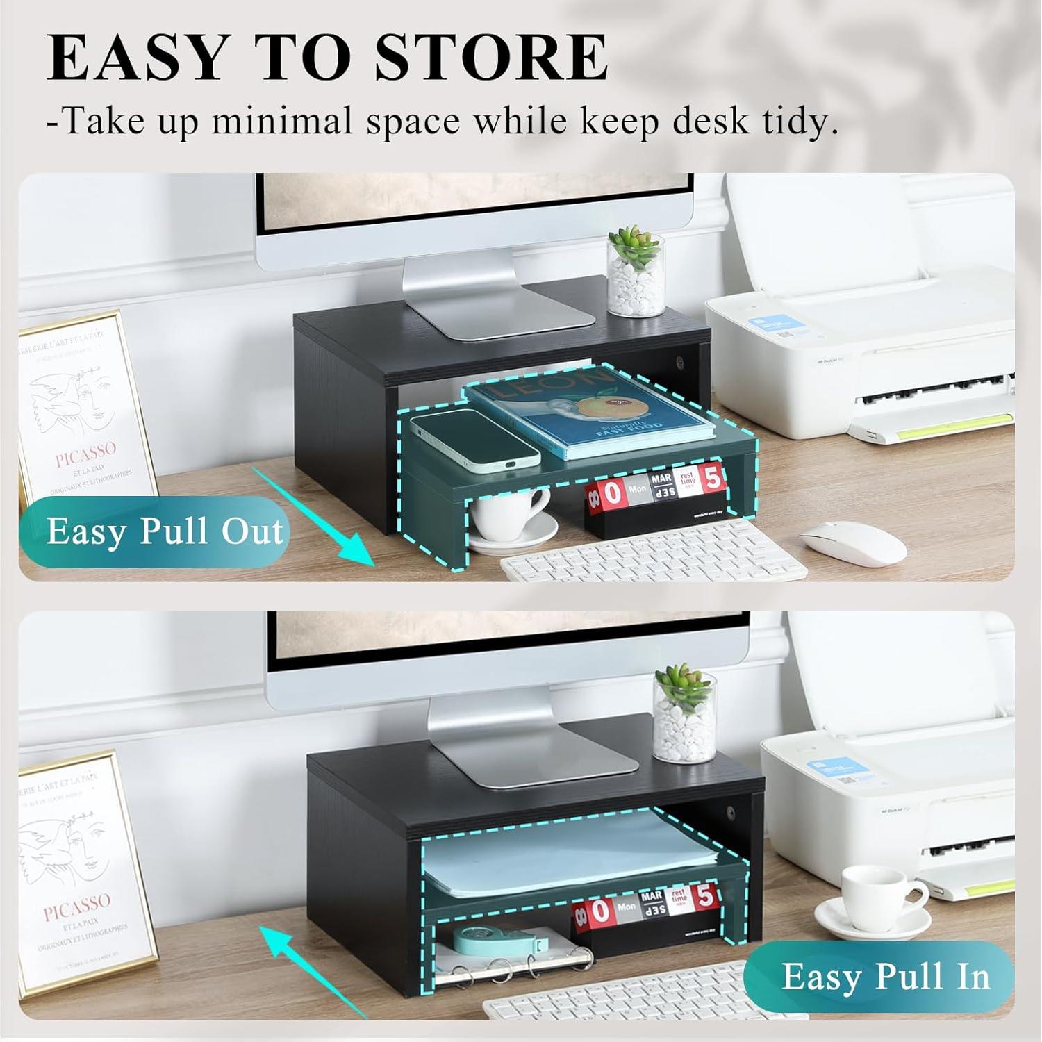 Soporte Elevador de Monitor TEAMIX Negro 2 Niveles Ajustable