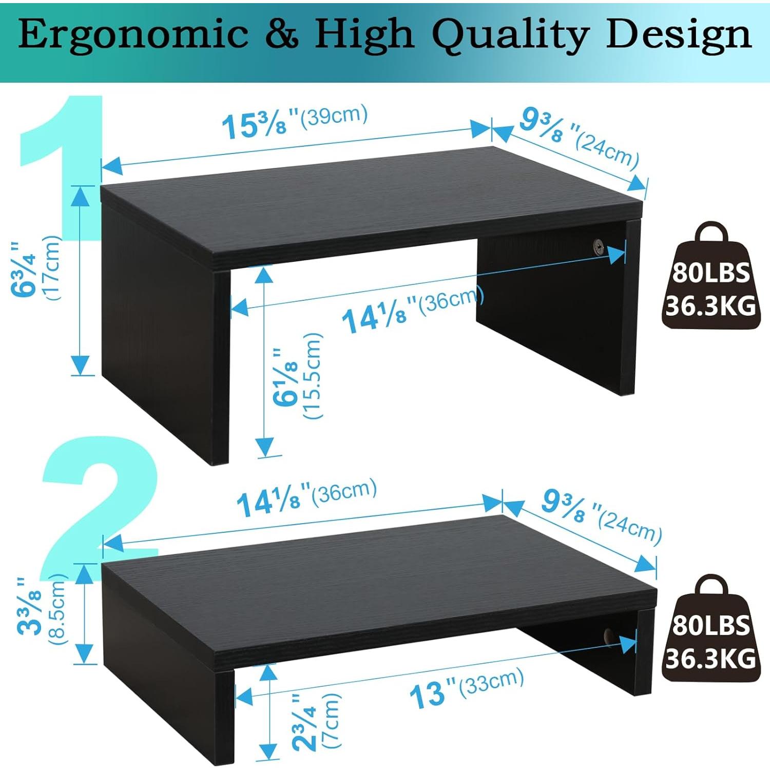 Soporte Elevador de Monitor TEAMIX Negro 2 Niveles Ajustable