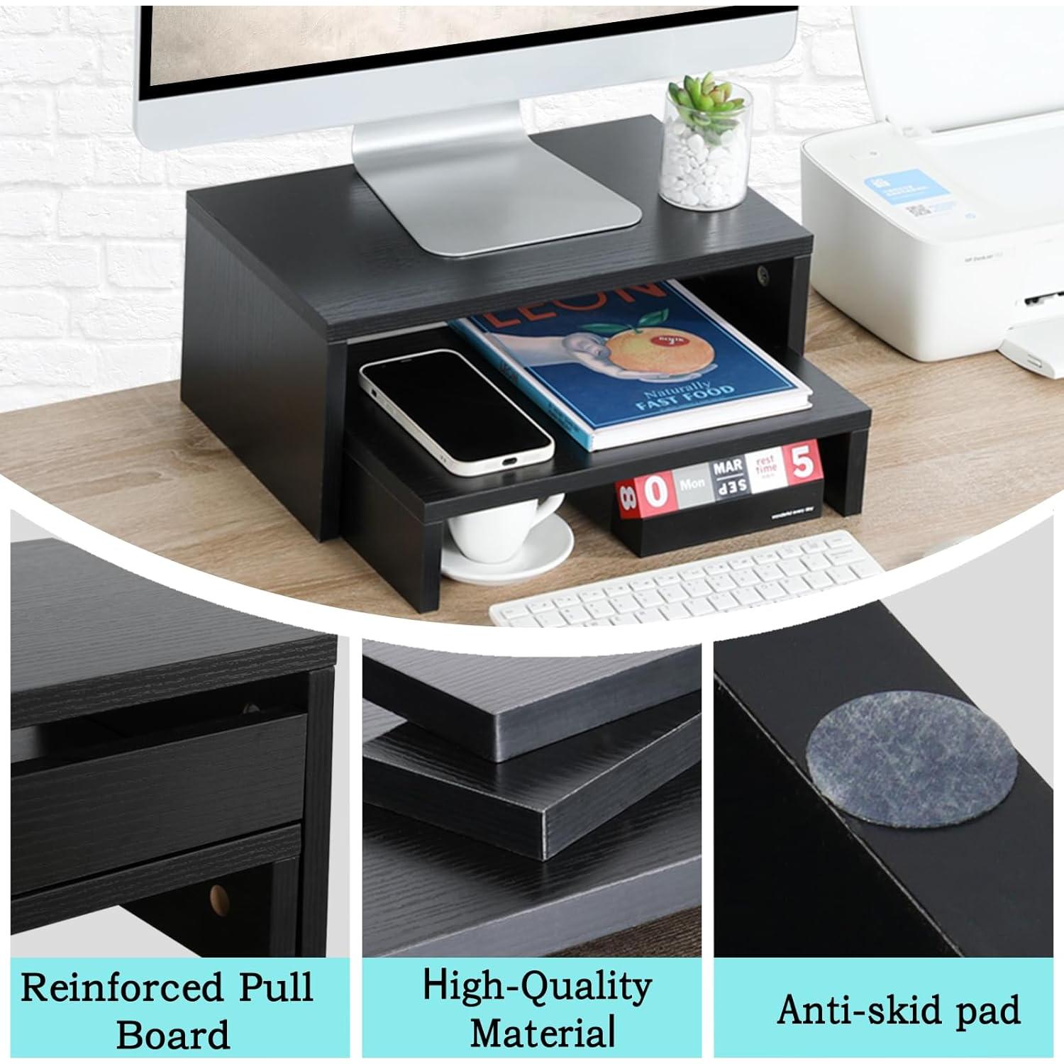 Soporte Elevador de Monitor TEAMIX Negro 2 Niveles Ajustable