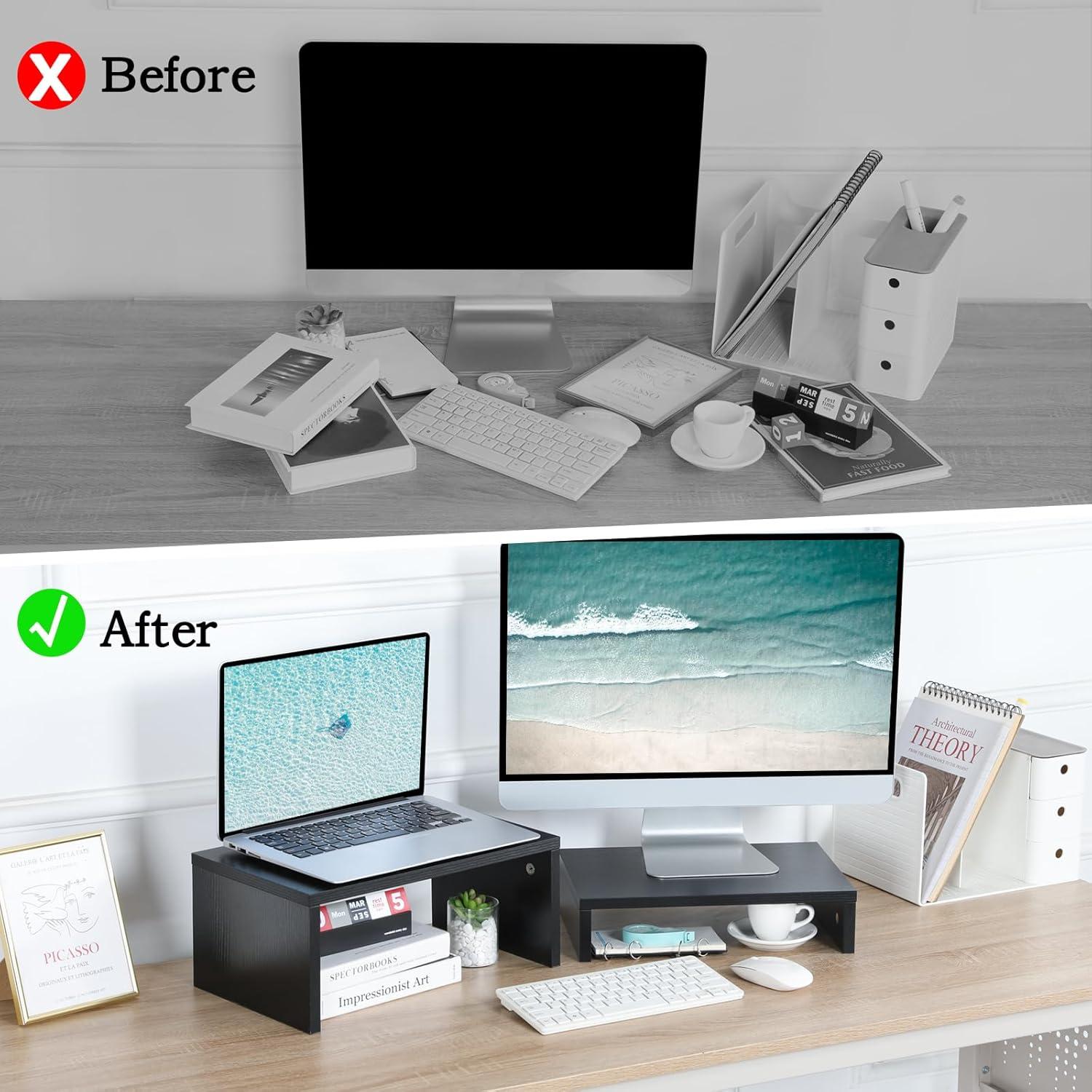 Soporte Elevador de Monitor TEAMIX Negro 2 Niveles Ajustable