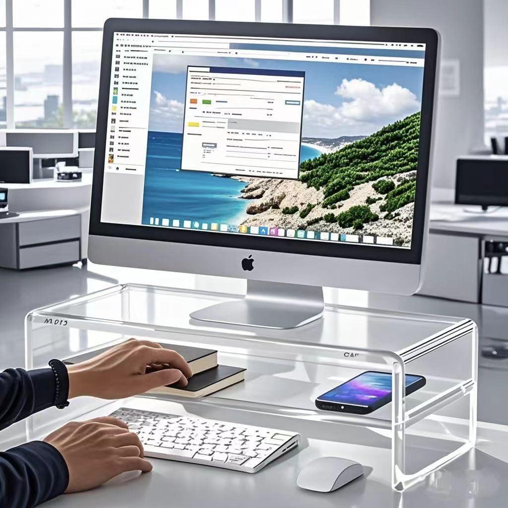 Soporte de Monitor Acrílico Wymexen 2 Niveles 40.6x20.3 cm