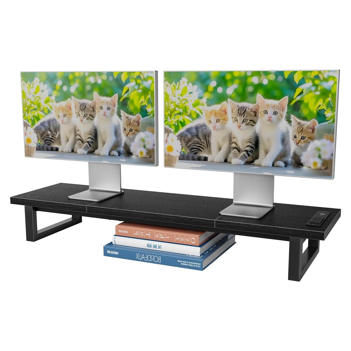 Soporte Elevador Doble para Monitores Simple Trending Negro