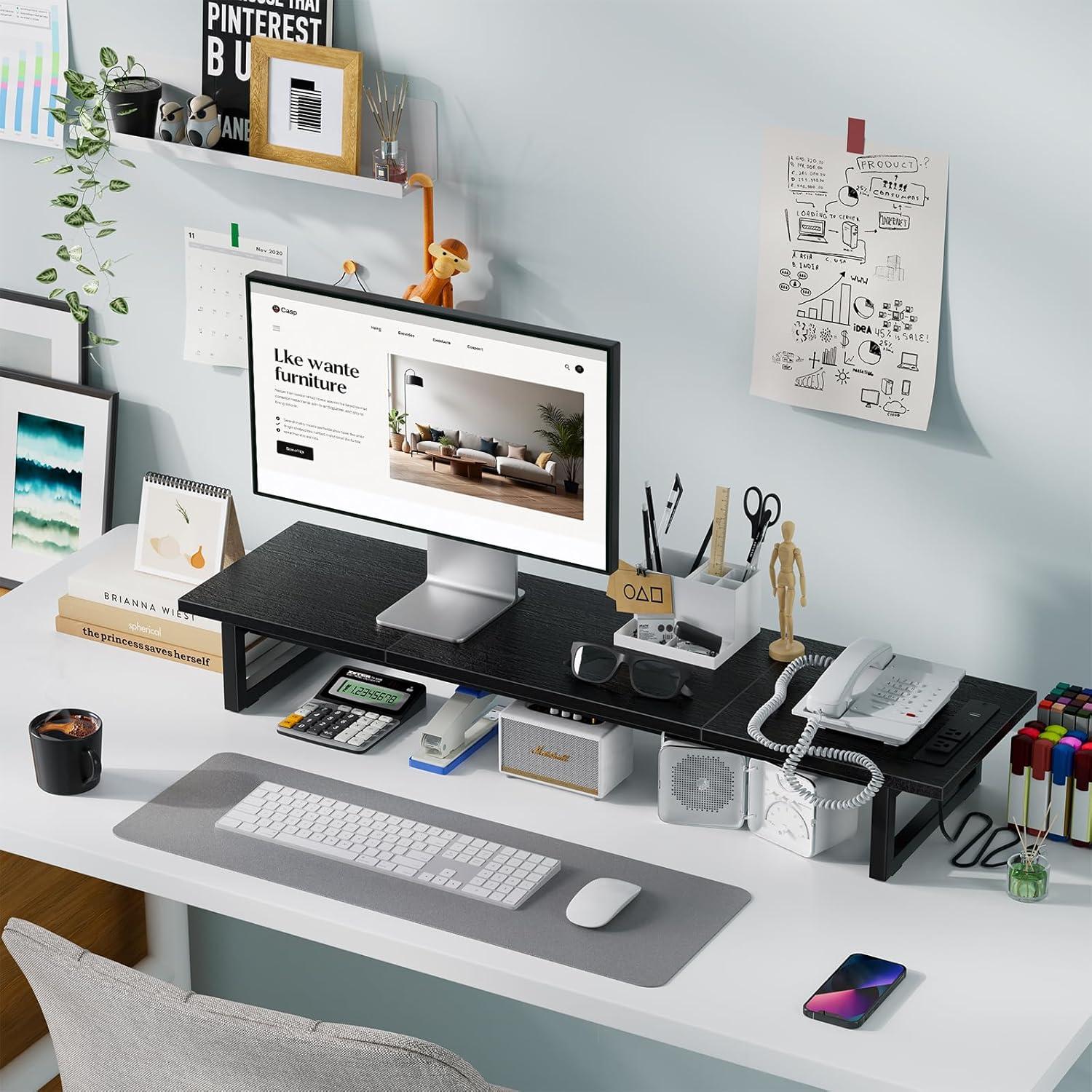 Soporte Elevador Doble para Monitores Simple Trending Negro