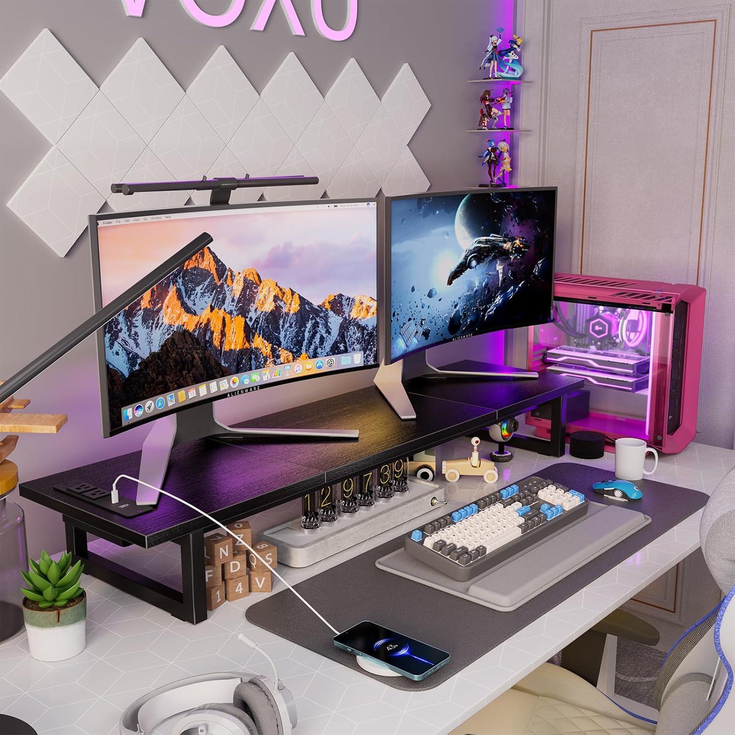 Soporte Elevador Doble para Monitores Simple Trending Negro