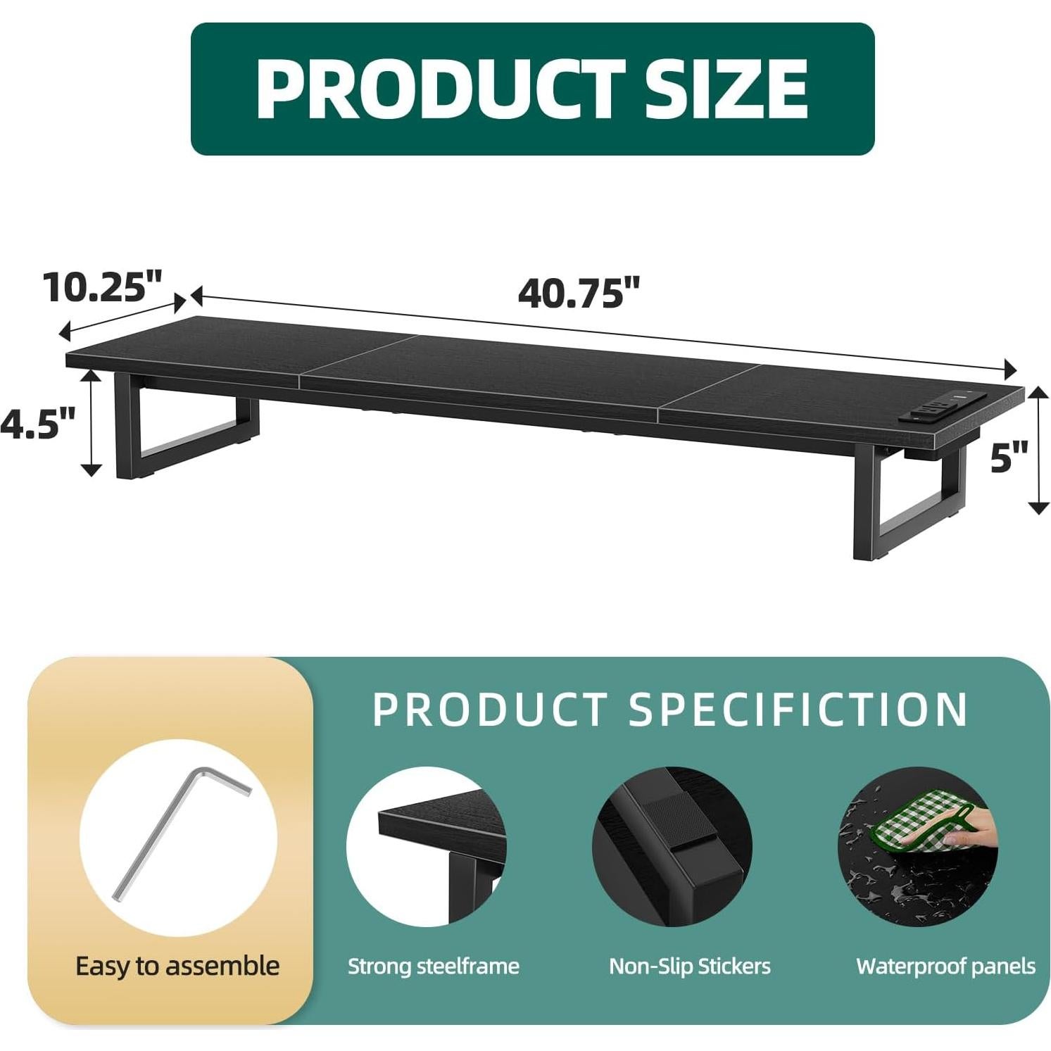 Soporte Elevador Doble para Monitores Simple Trending Negro