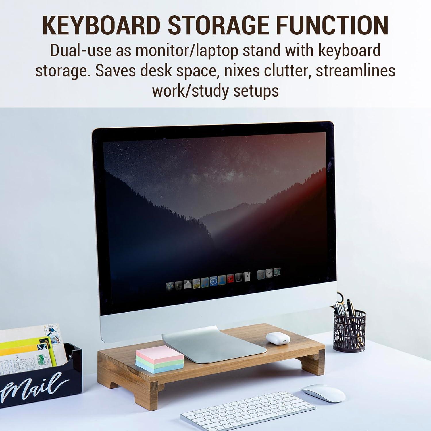 Soporte para Monitor de Madera Acacia MyGift - Elevador Ergonomico