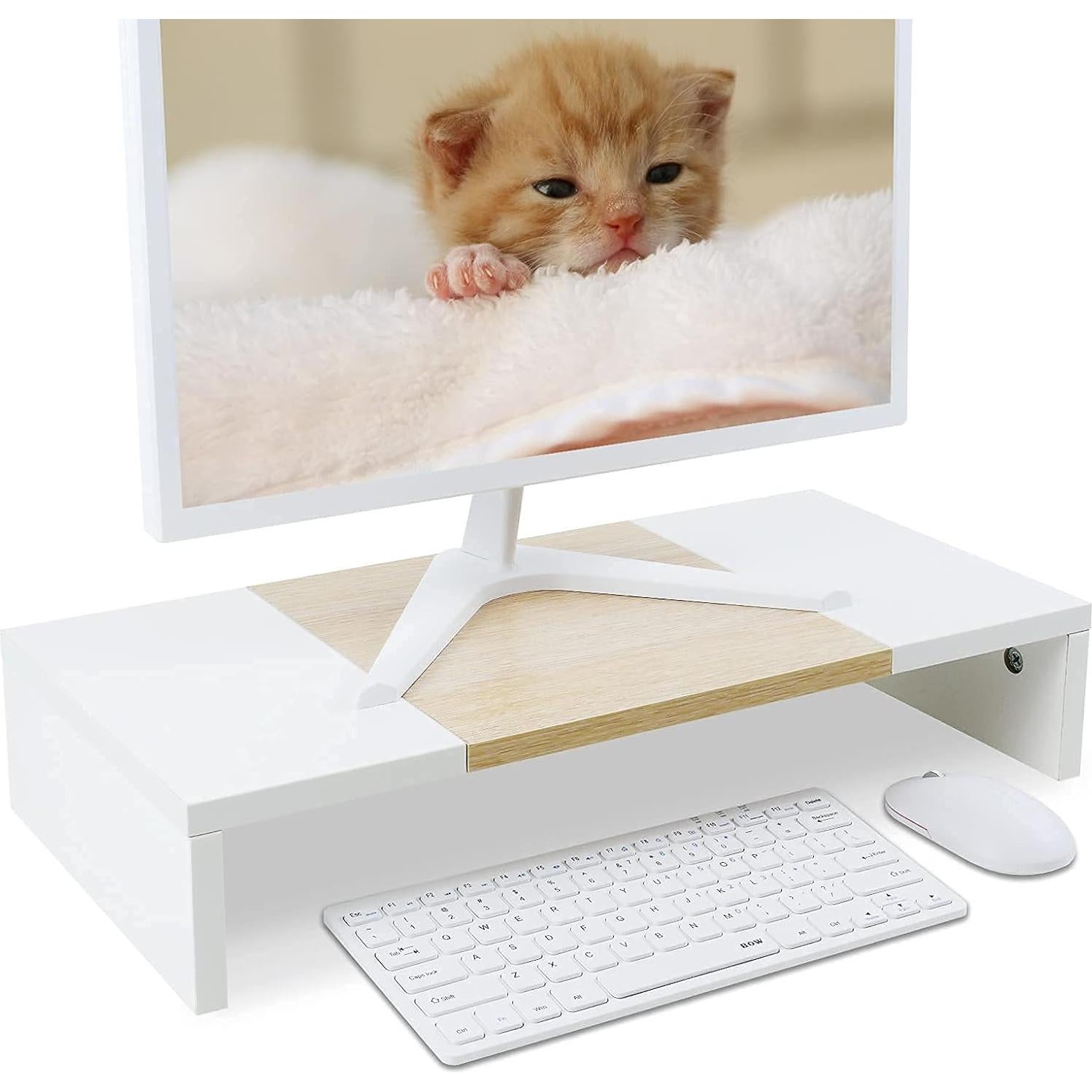 Soporte Elevador de Monitor TEAMIX 20" Madera Blanco y Arce
