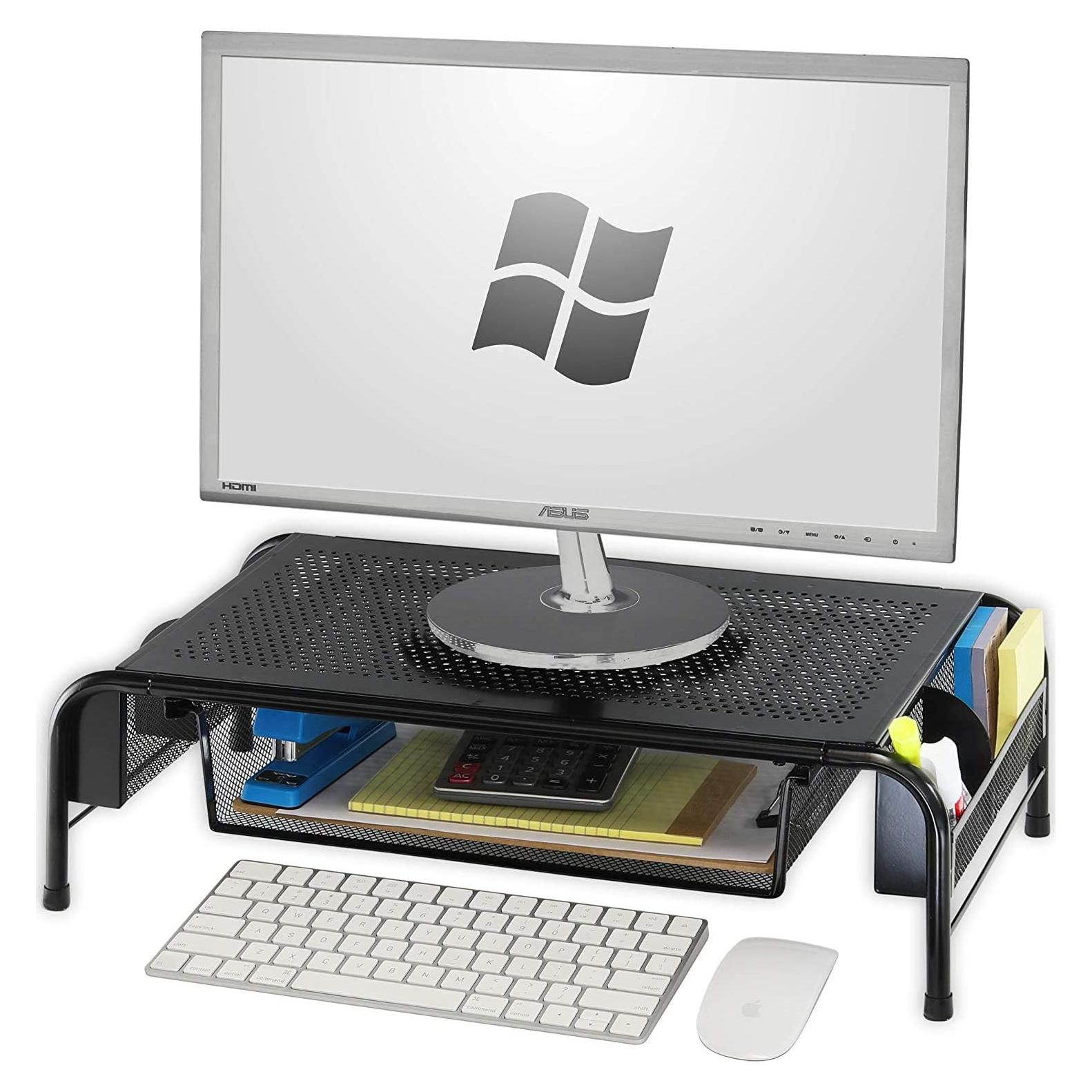 Soporte para Monitor de Metal Simple Houseware con Cajón Negro