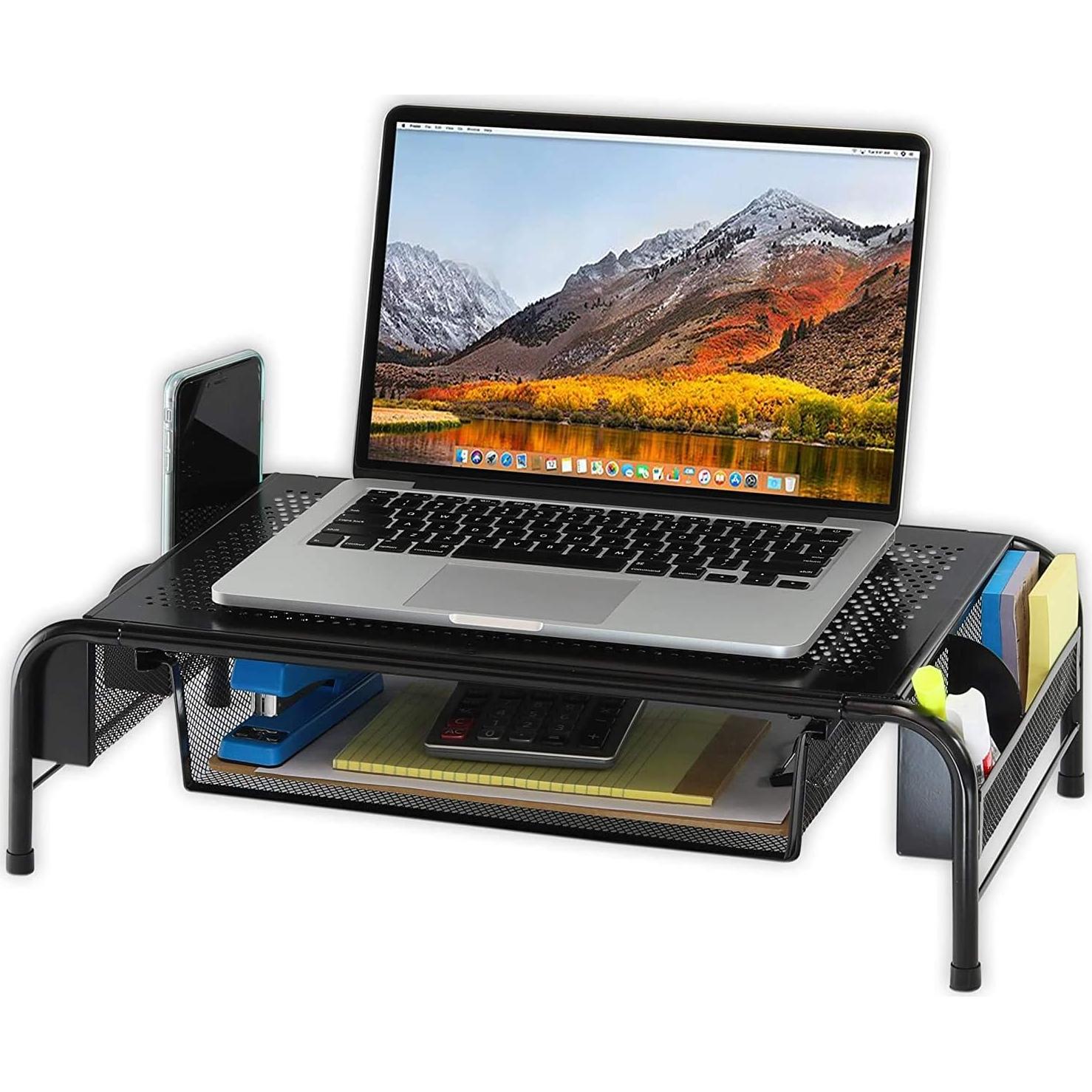 Soporte para Monitor de Metal Simple Houseware con Cajón Negro