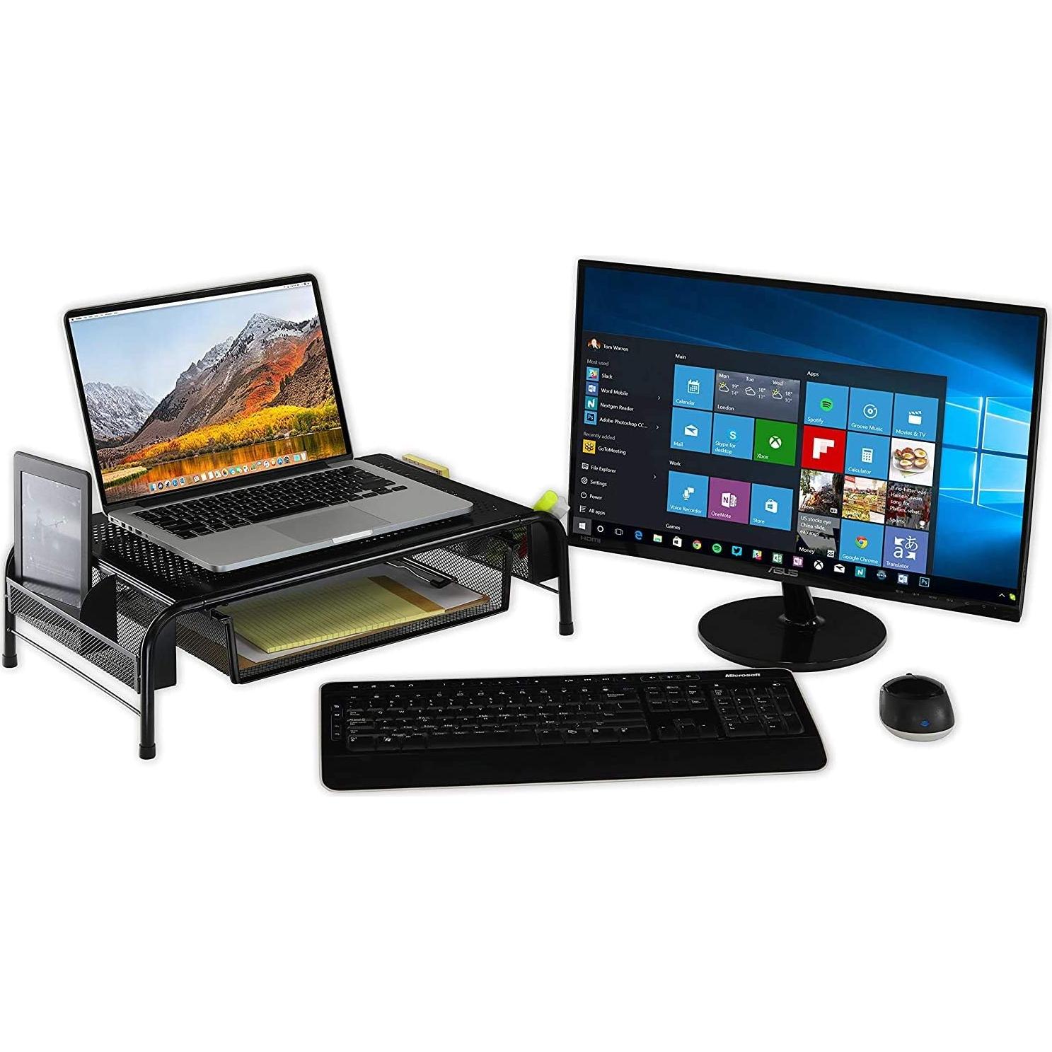 Soporte para Monitor de Metal Simple Houseware con Cajón Negro