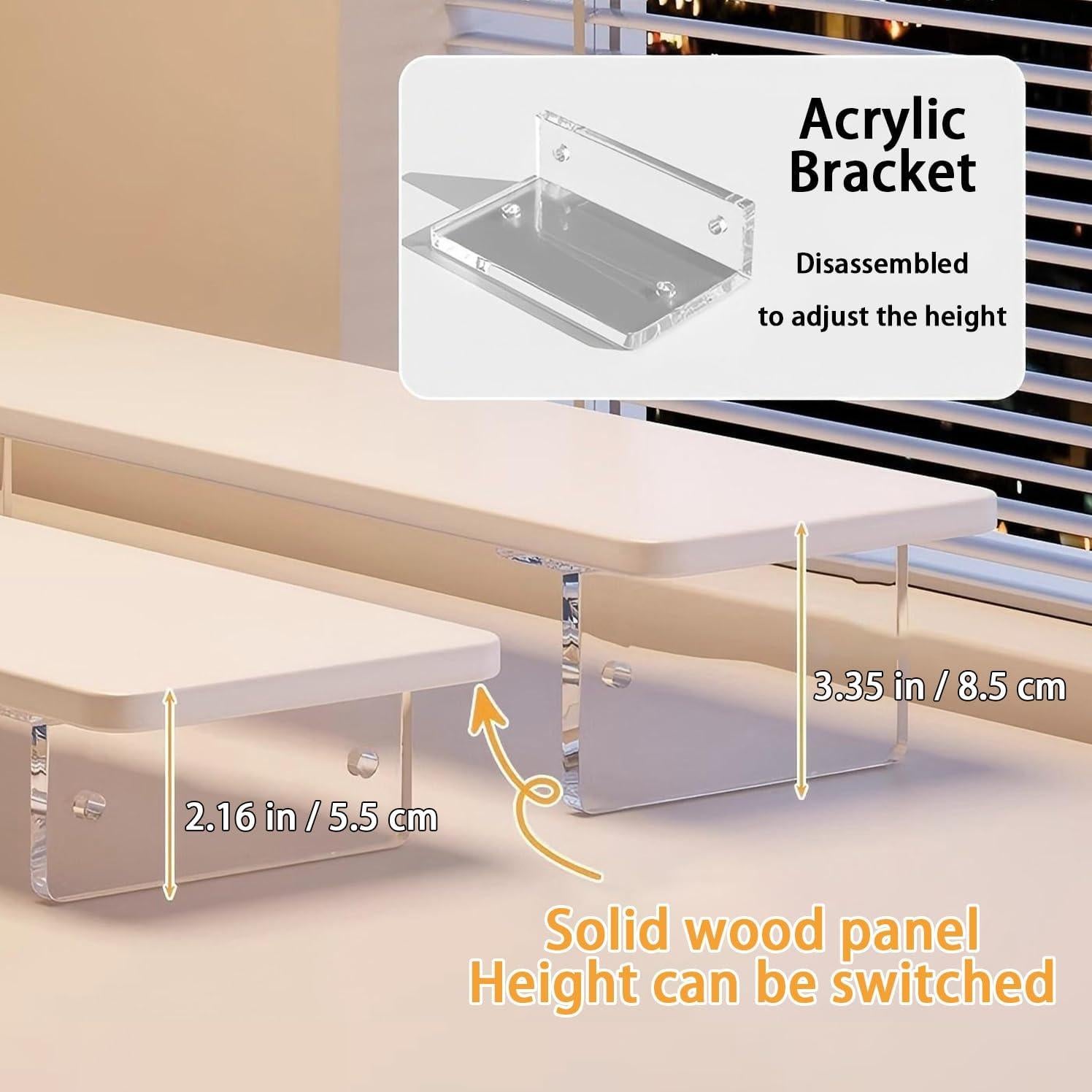 Soporte para Monitor Ajustable Acrílico STRFINE 40x20 cm
