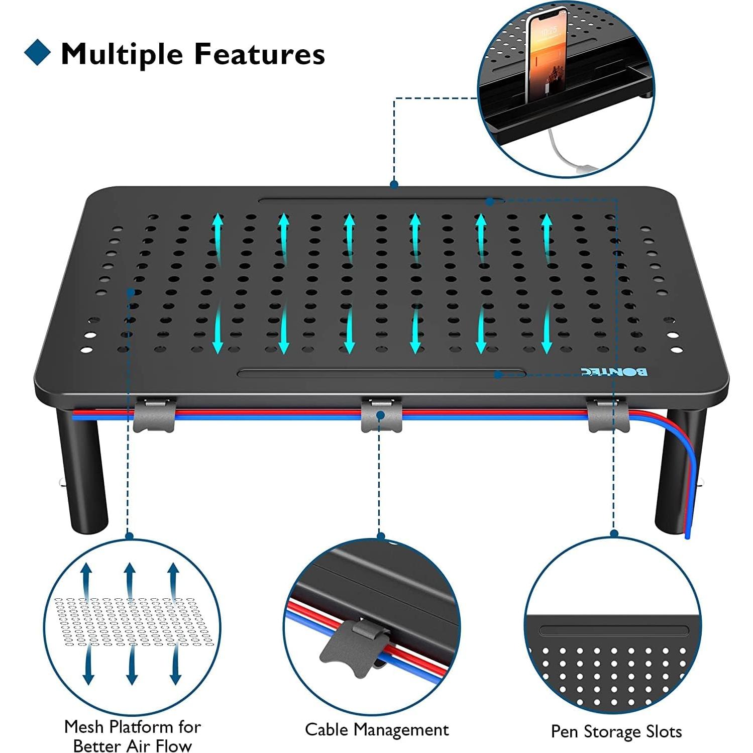 Soporte de Monitor Ajustable BONTEC con Cajón - 20kg