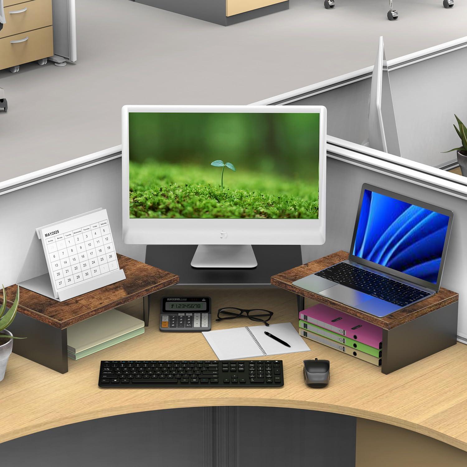 Soporte Doble para Monitor OUTIOE de Madera 101.6x22.9cm