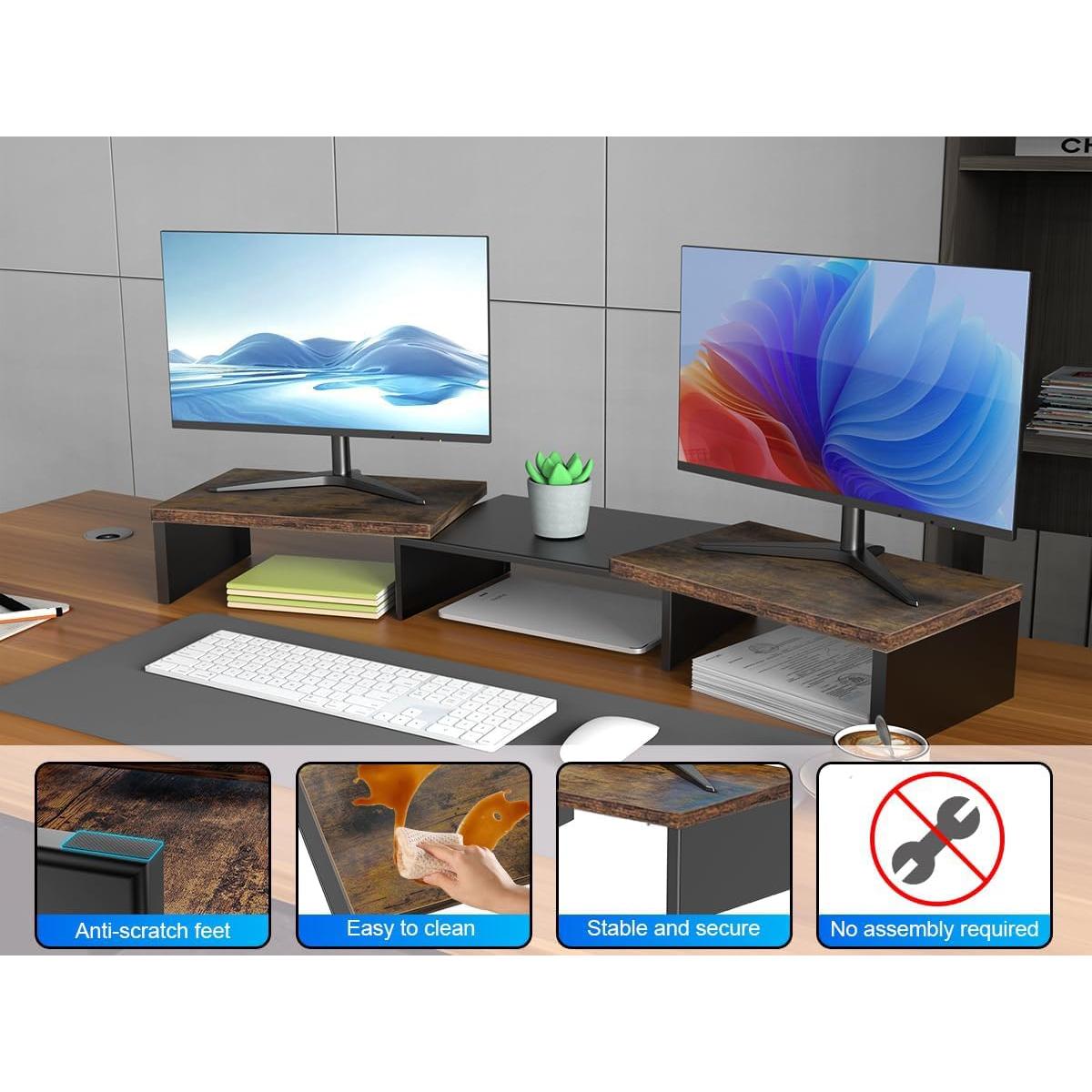 Soporte Doble para Monitor OUTIOE de Madera 101.6x22.9cm